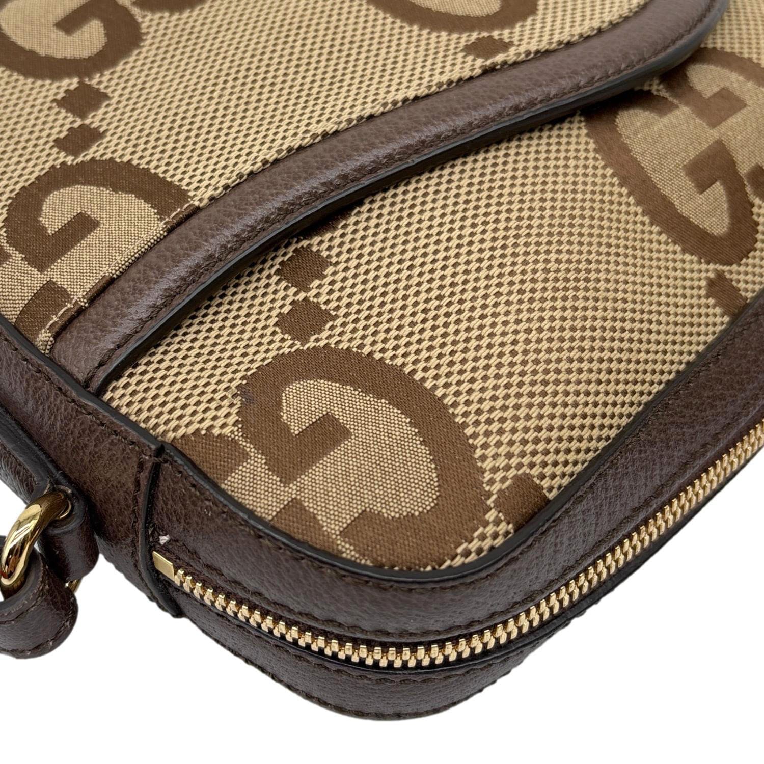 GUCCI GG Monogram Jumbo Canvas Dollar Web Messenger Bag Beige 675891