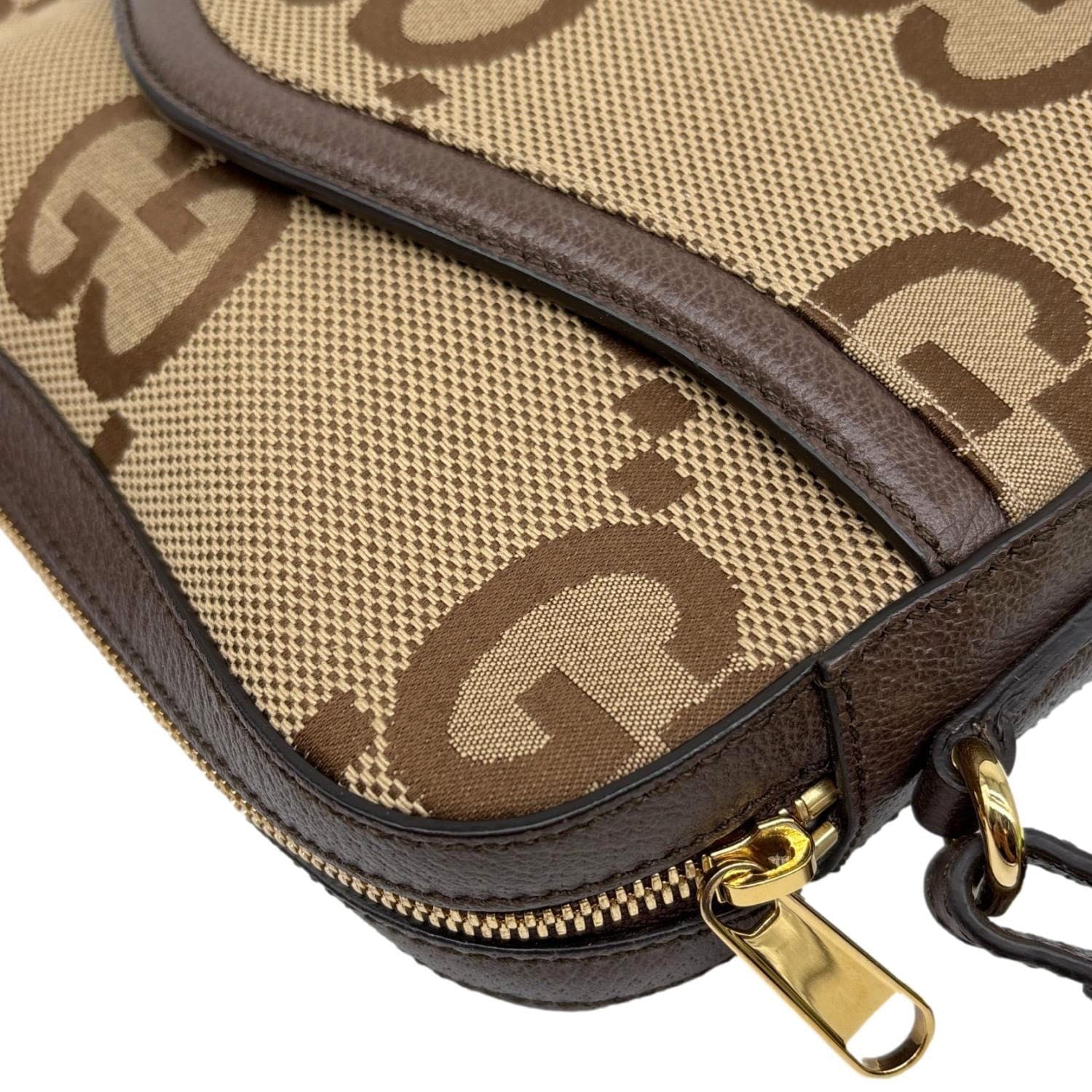 GUCCI GG Monogram Jumbo Canvas Dollar Web Messenger Bag Beige 675891