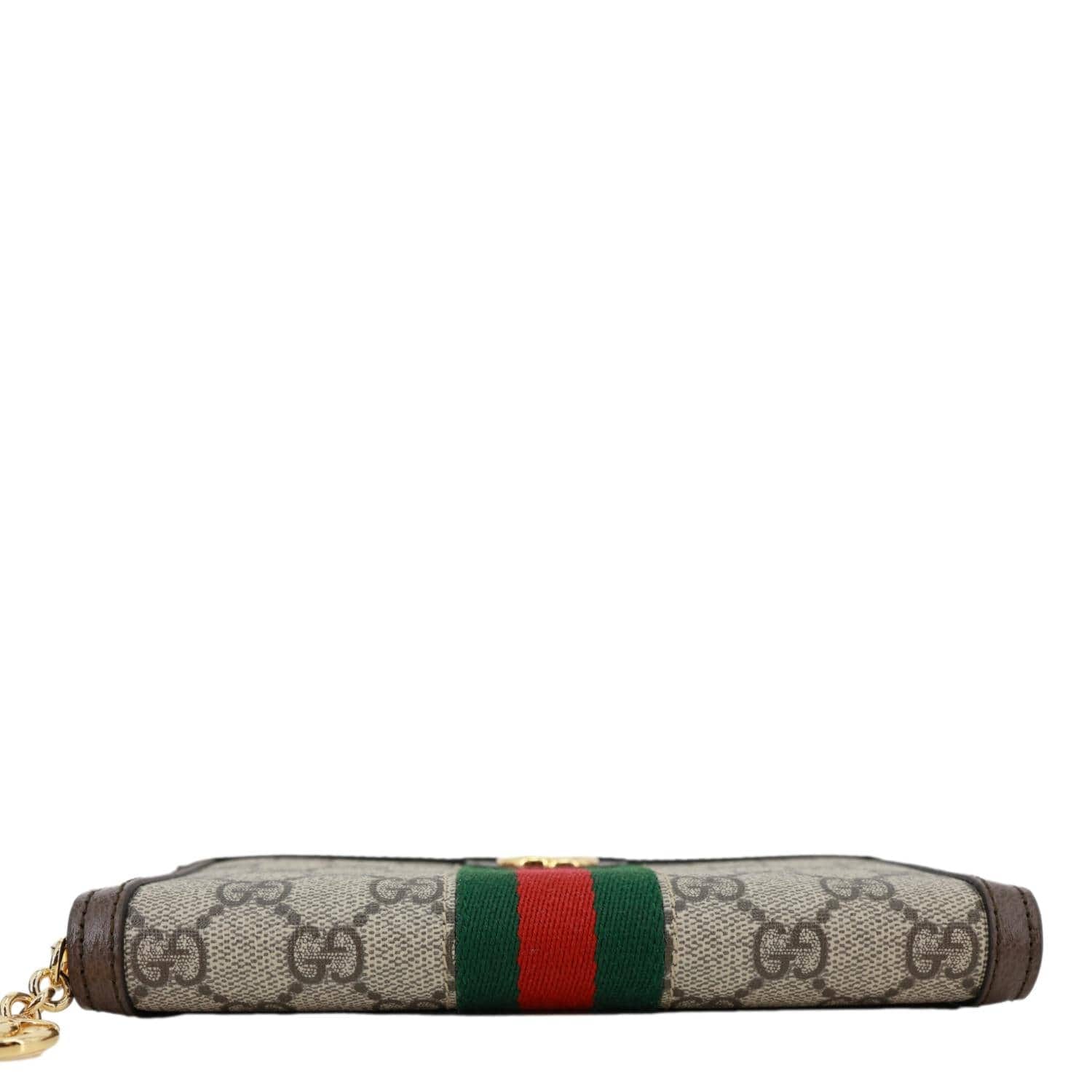 GUCCI Ophidia GG Supreme Canvas Zip Around Wallet Beige 523154