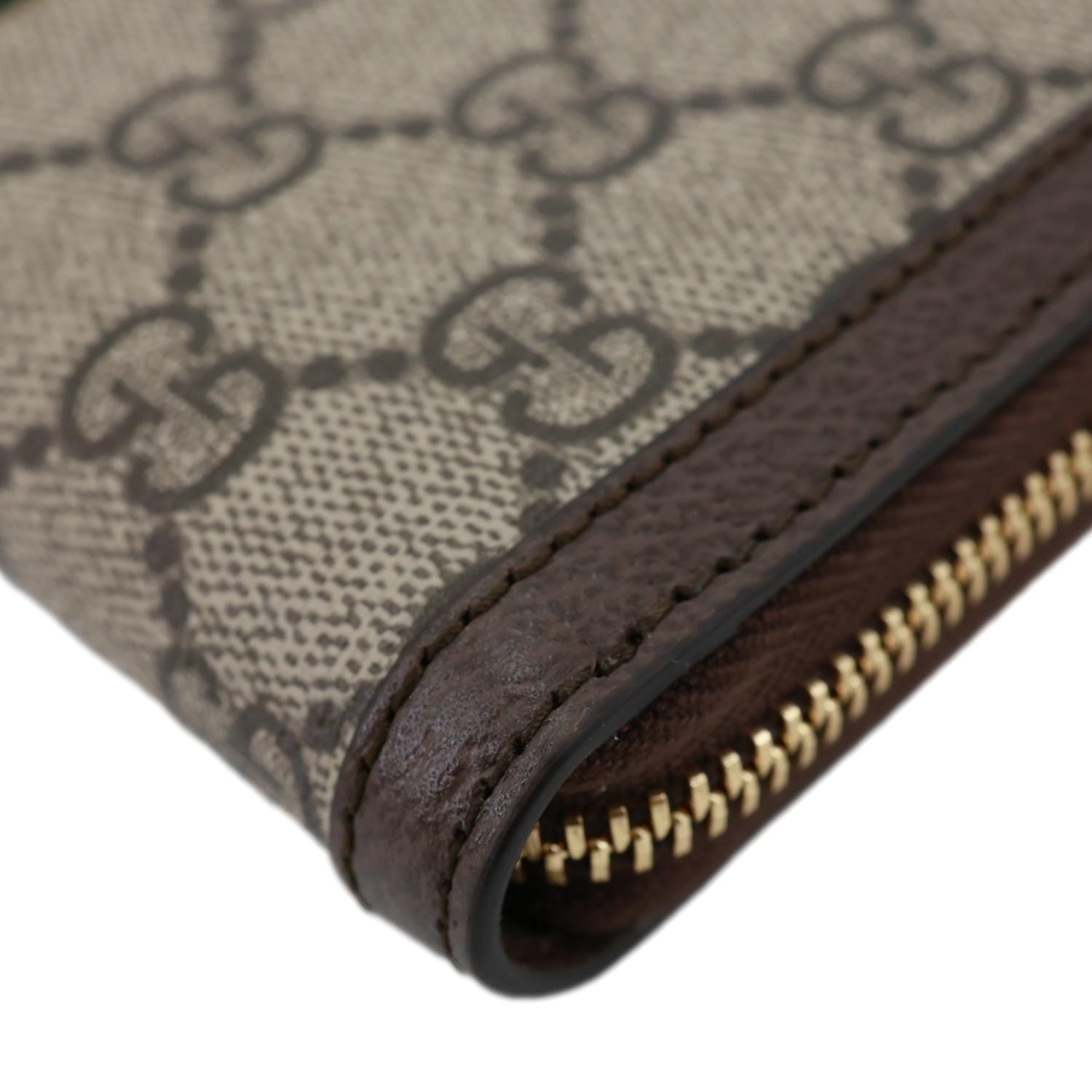 GUCCI Ophidia GG Supreme Canvas Zip Around Wallet Beige 523154