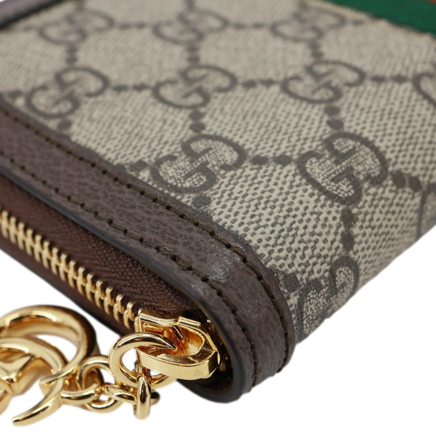 GUCCI Ophidia GG Supreme Canvas Zip Around Wallet Beige 523154