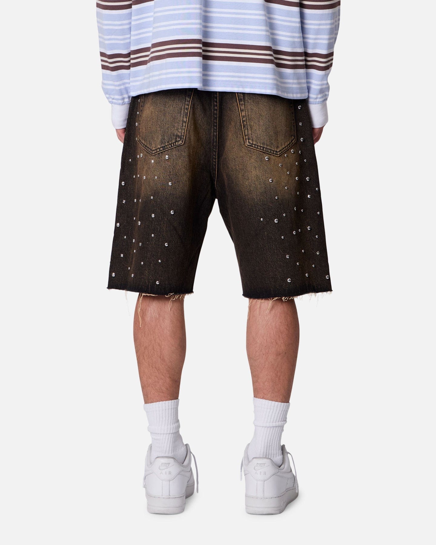 MNML Baggy Stud Denim Shorts Black