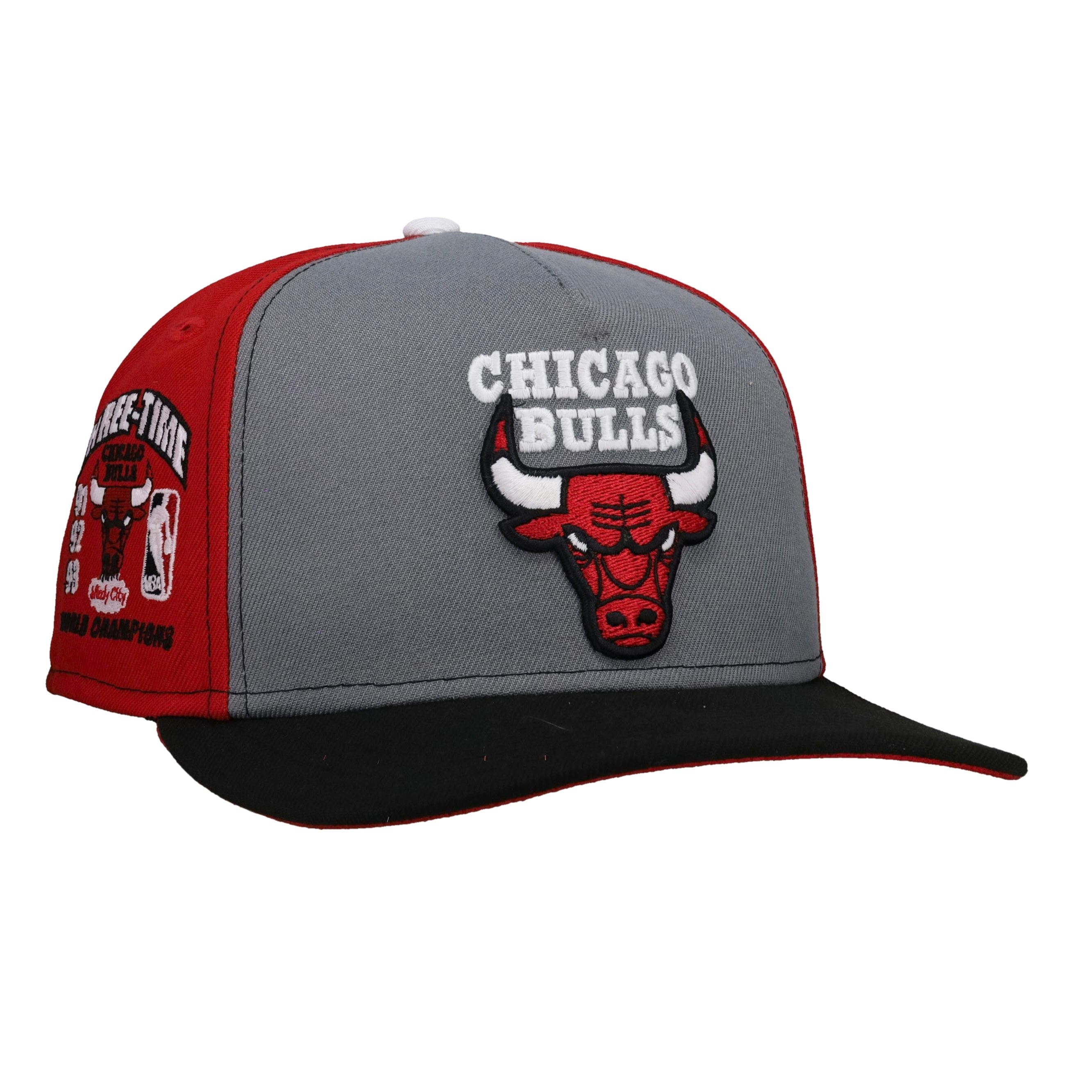Chicago Bulls Three Peat Split Panel 9Fifty A Frame Snapback Hat