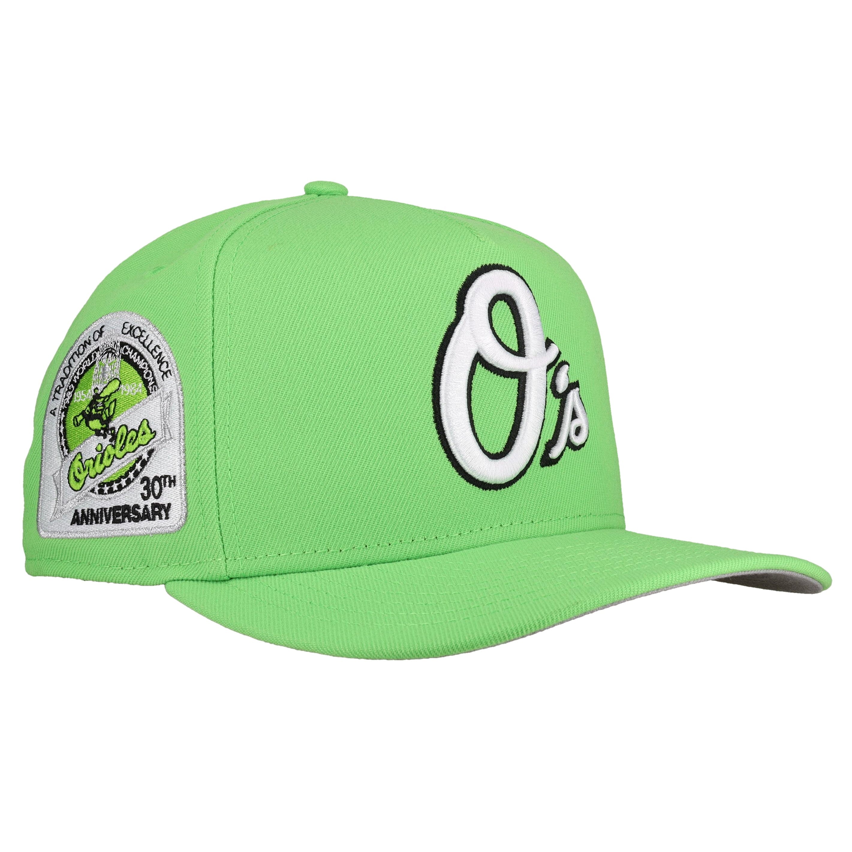 Baltimore Orioles 30th Anniversary Lime Green 9Fifty A Frame Snapback Hat