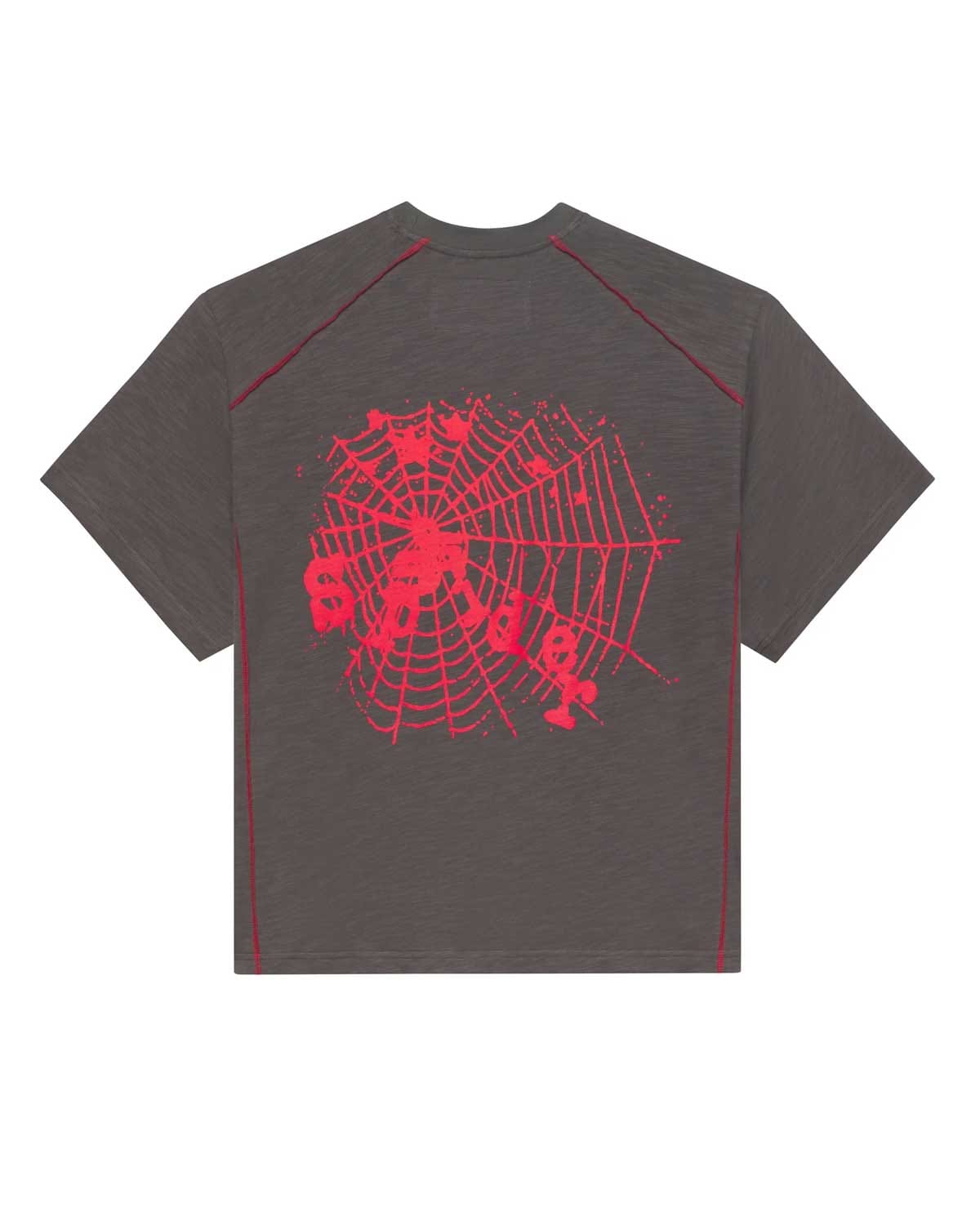 Sp5der Worldwide Sp5der Contrast Stitch Slub Tee Slate Grey