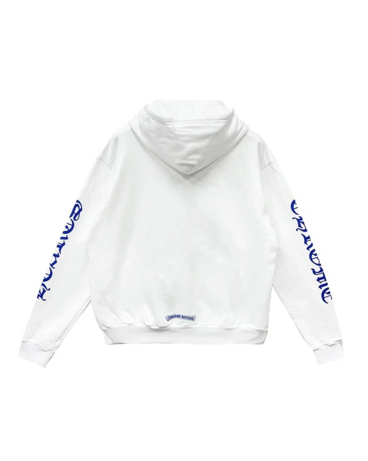 Chrome Hearts Vertical Logo Zip Up Hoodie White/Blue