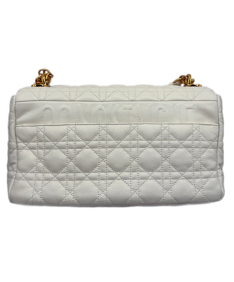 Christian Dior White Cannage Caro Medium Leather Handbag