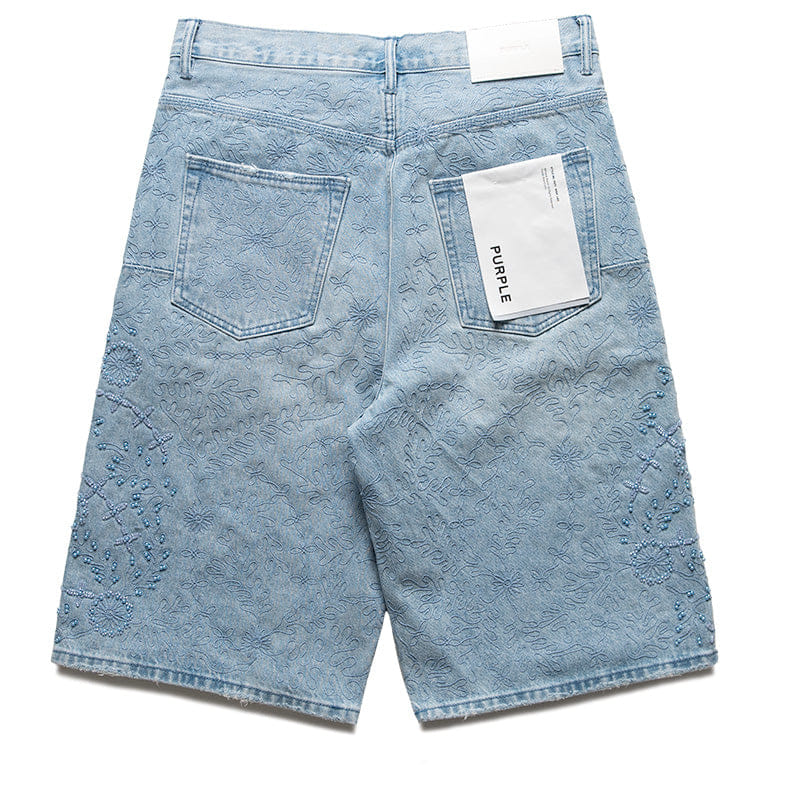 Purple Brand Embellished Shorts - Light Indigo