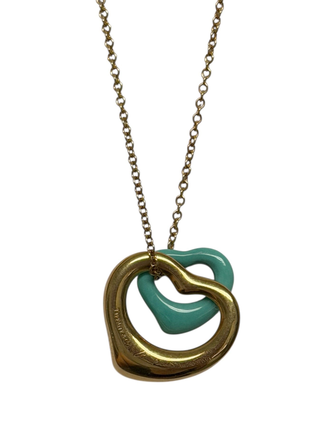 ASC Resale Tiffany & Co. Gold/ Turquoise Elsa Peretti Open Heart Necklace