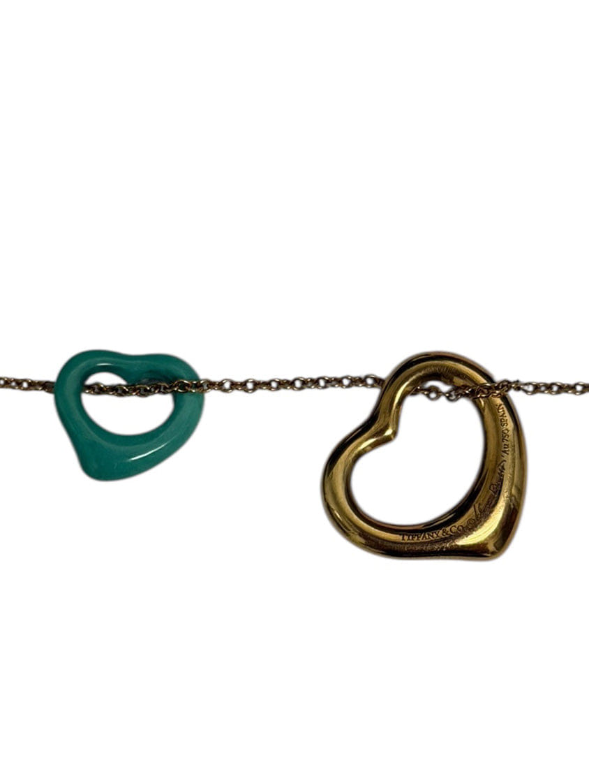 ASC Resale Tiffany & Co. Gold/ Turquoise Elsa Peretti Open Heart Necklace