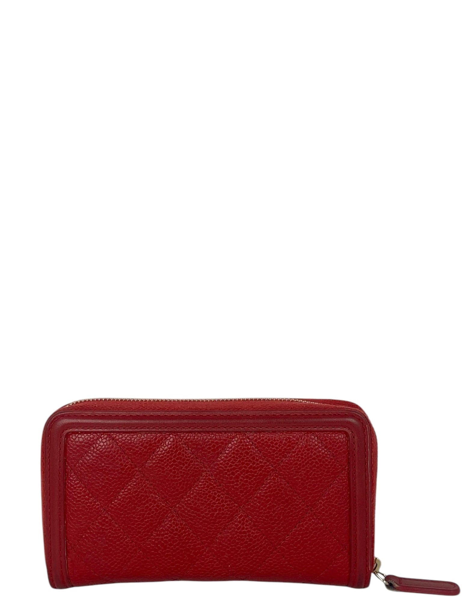 ASC Resale Chanel Caviar Red Filigree Zip Around Wallet