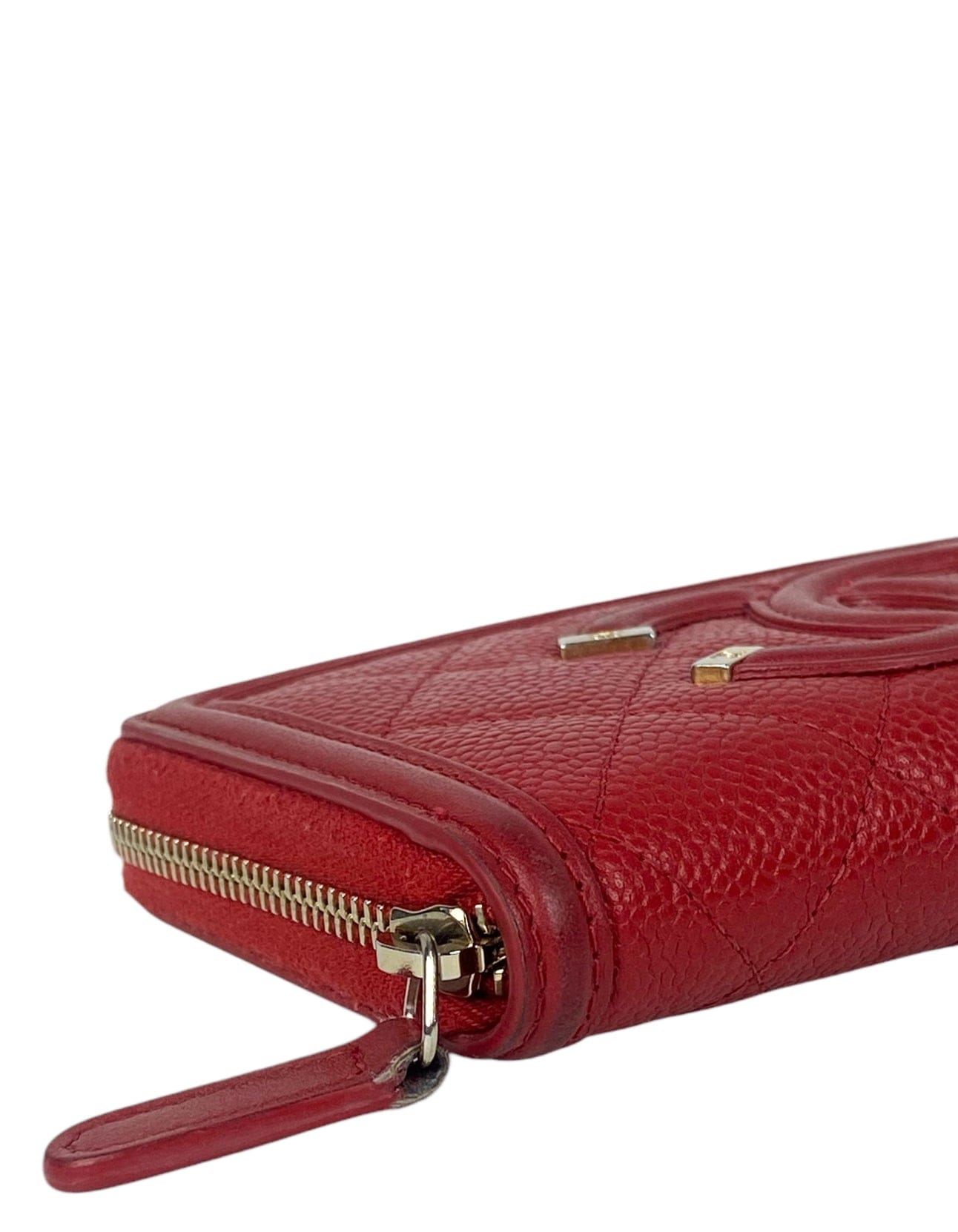 ASC Resale Chanel Caviar Red Filigree Zip Around Wallet