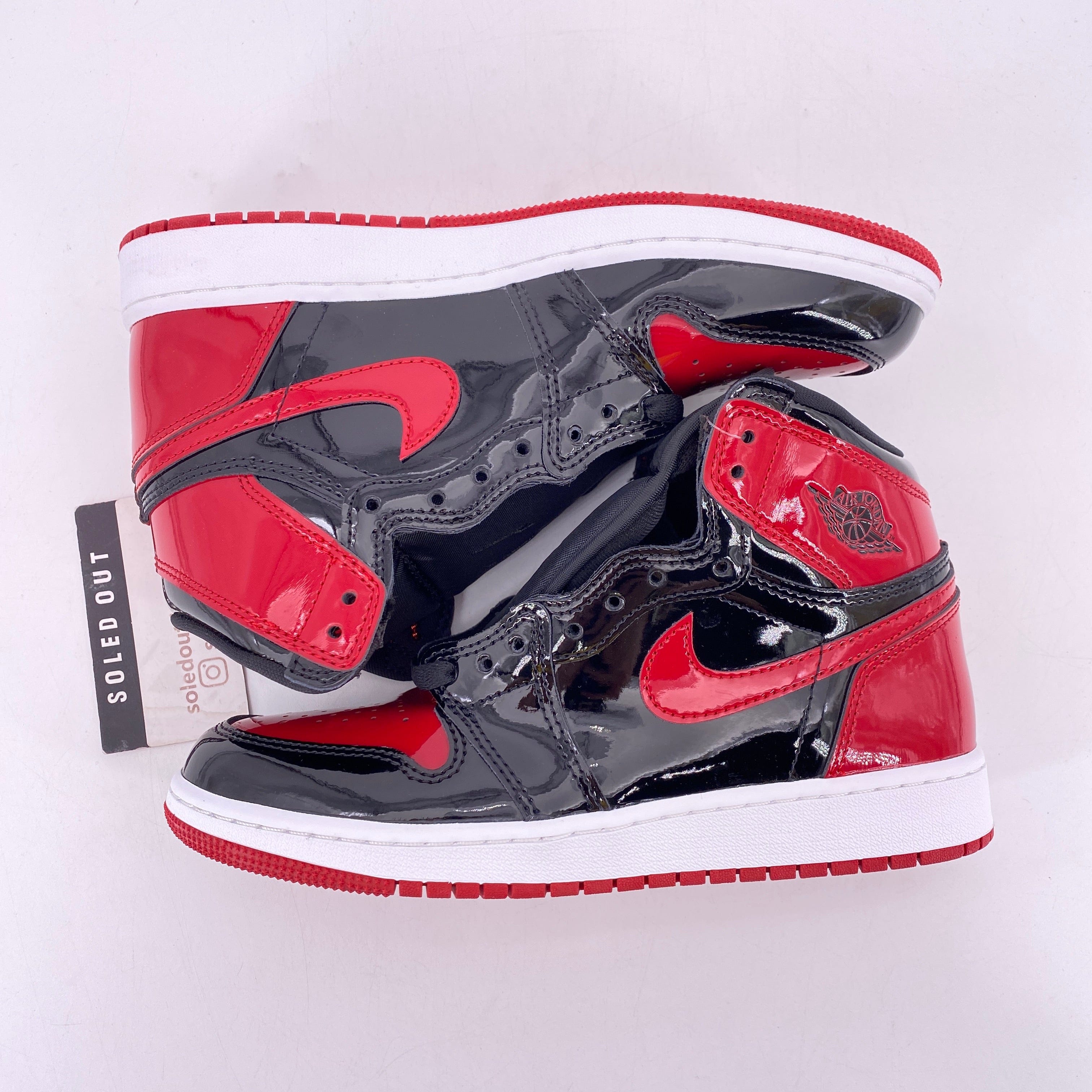 Air Jordan (GS) 1 Retro High "Patent Bred" 2021 New Size 5.5Y