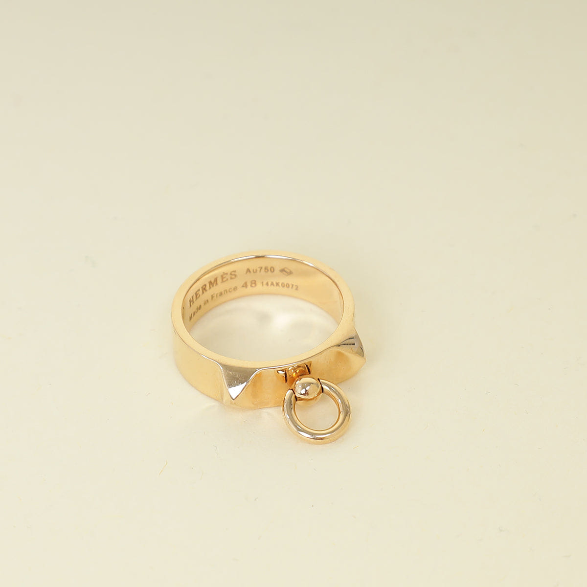 Hermes 18K Rose Gold Collier De Chien Small Model Ring 48