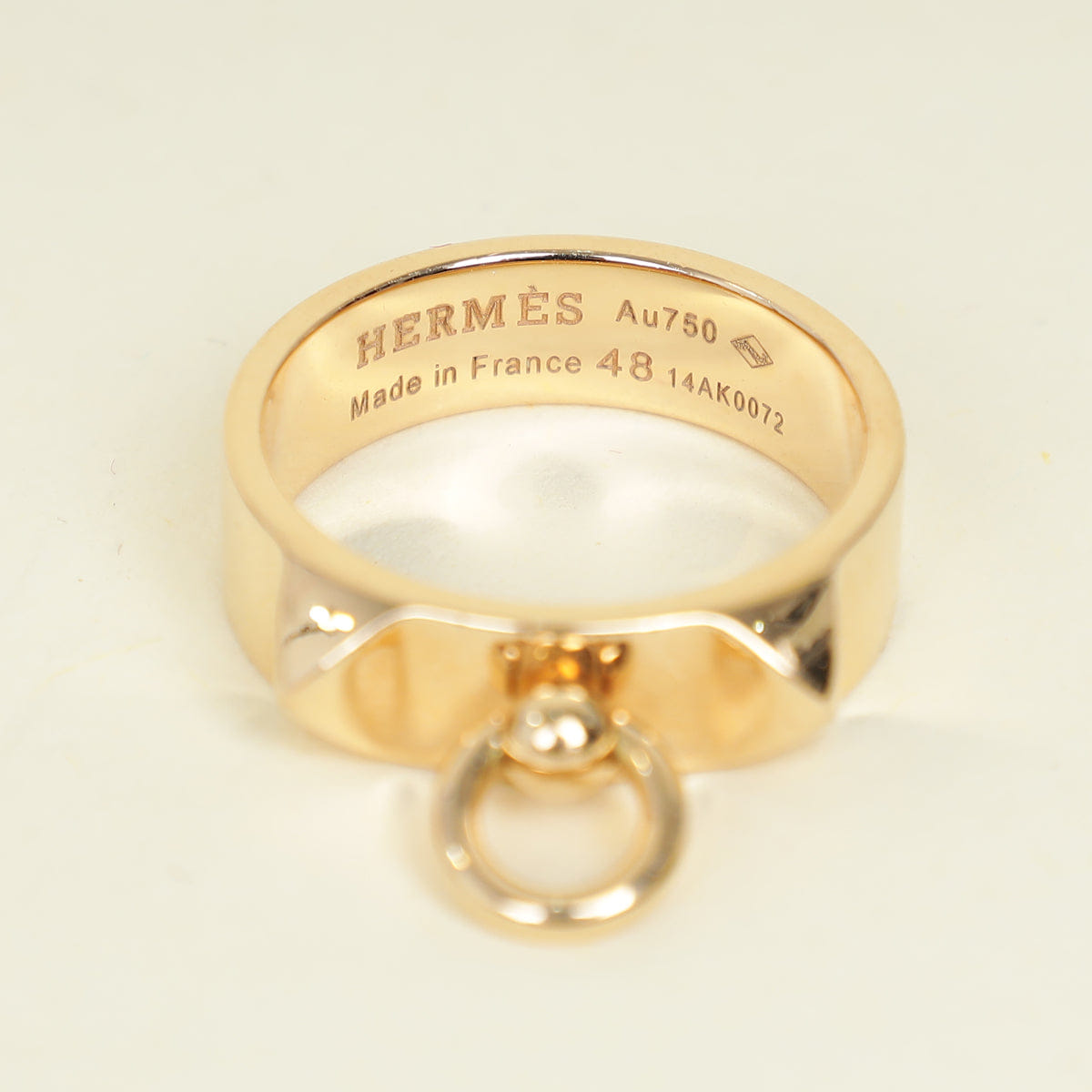 Hermes 18K Rose Gold Collier De Chien Small Model Ring 48