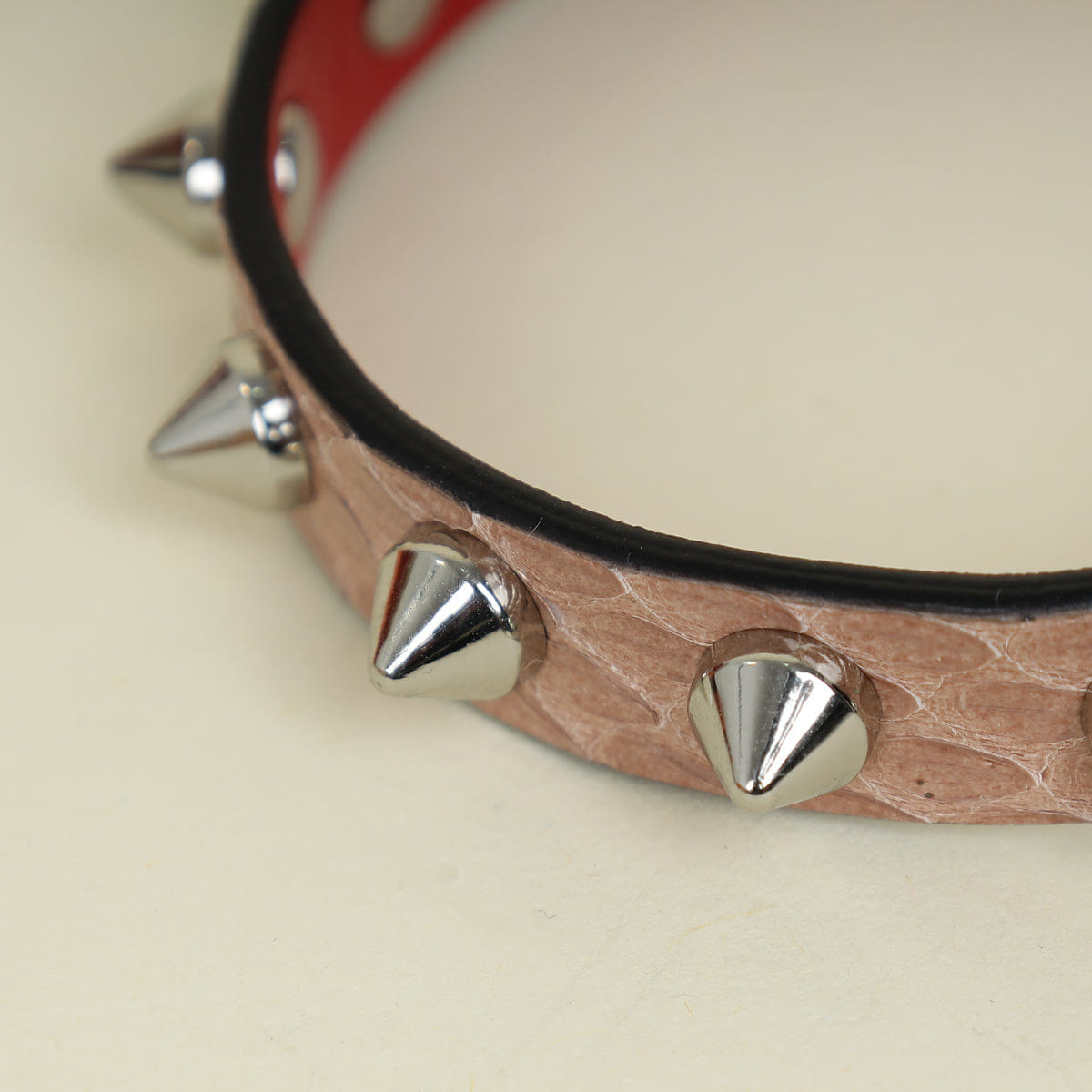 Christian Louboutin Nude Rockstud Python Bracelet