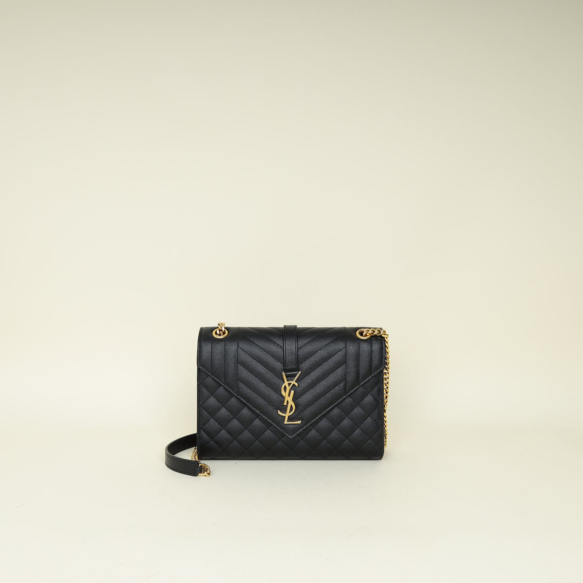 Saint Laurent YSL Black Mix Quilt Envelope Chain Medium Shoulder Bag
