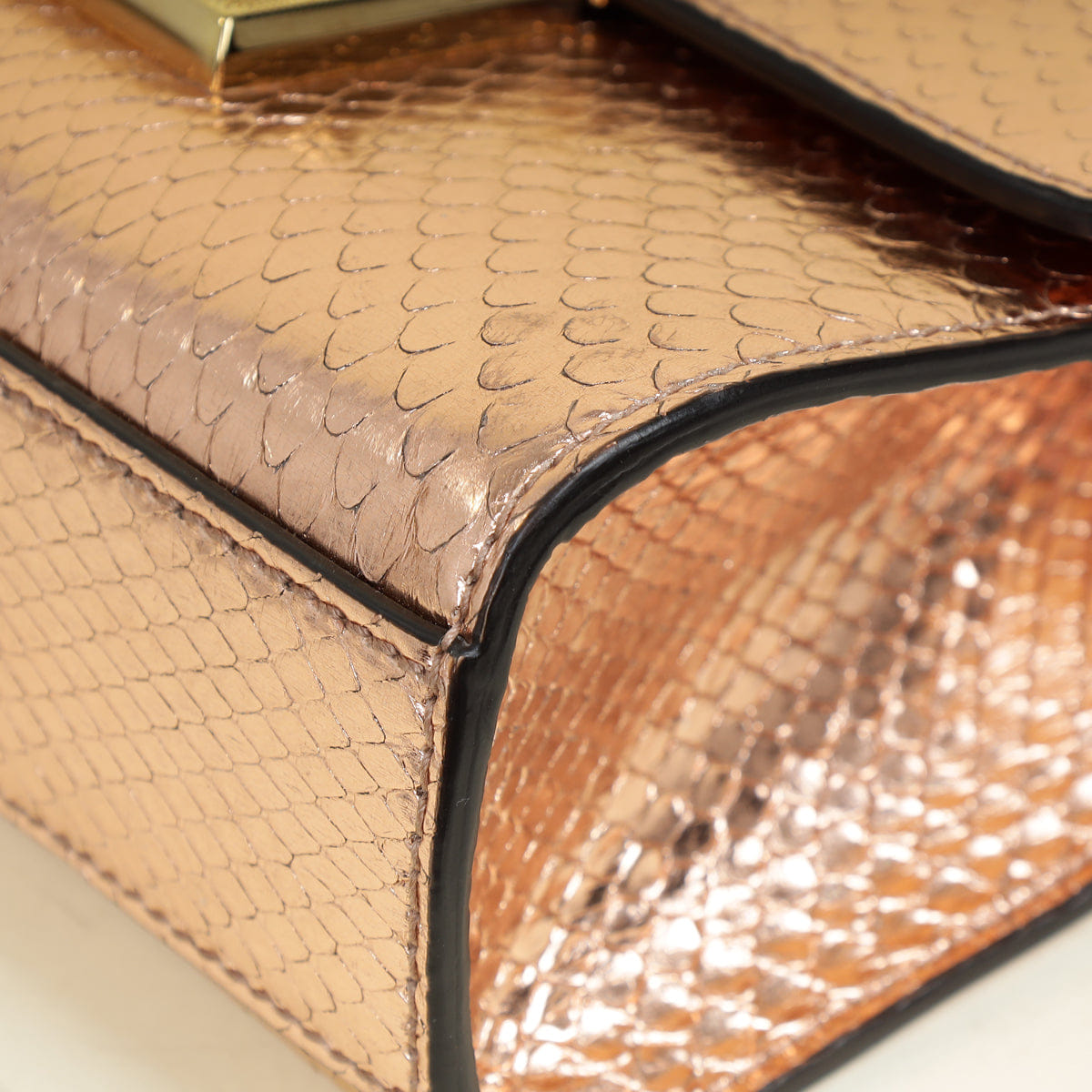 Gucci Metallic Pink Gold Middle East Exclusive Python Padlock Chain Small Shoulder Bag