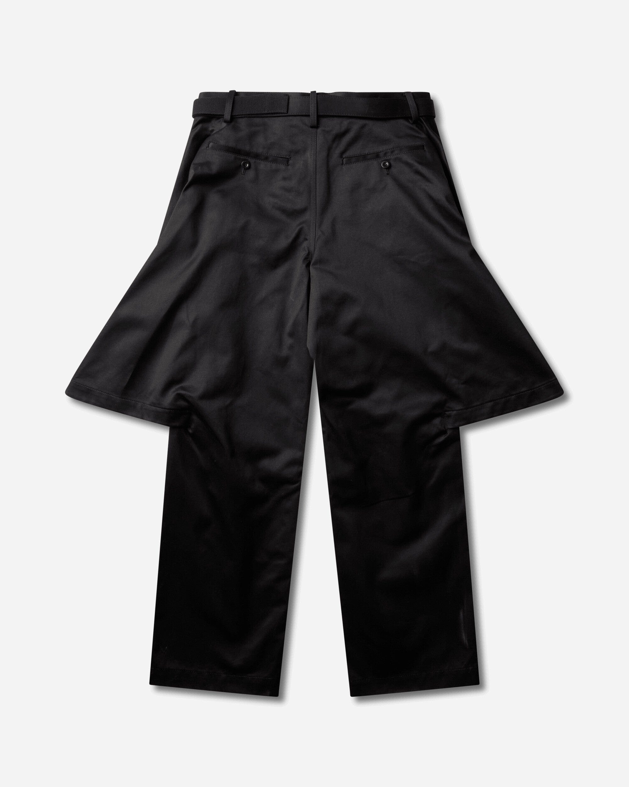 Sacai Men's Layered Cotton Chino Pants Black