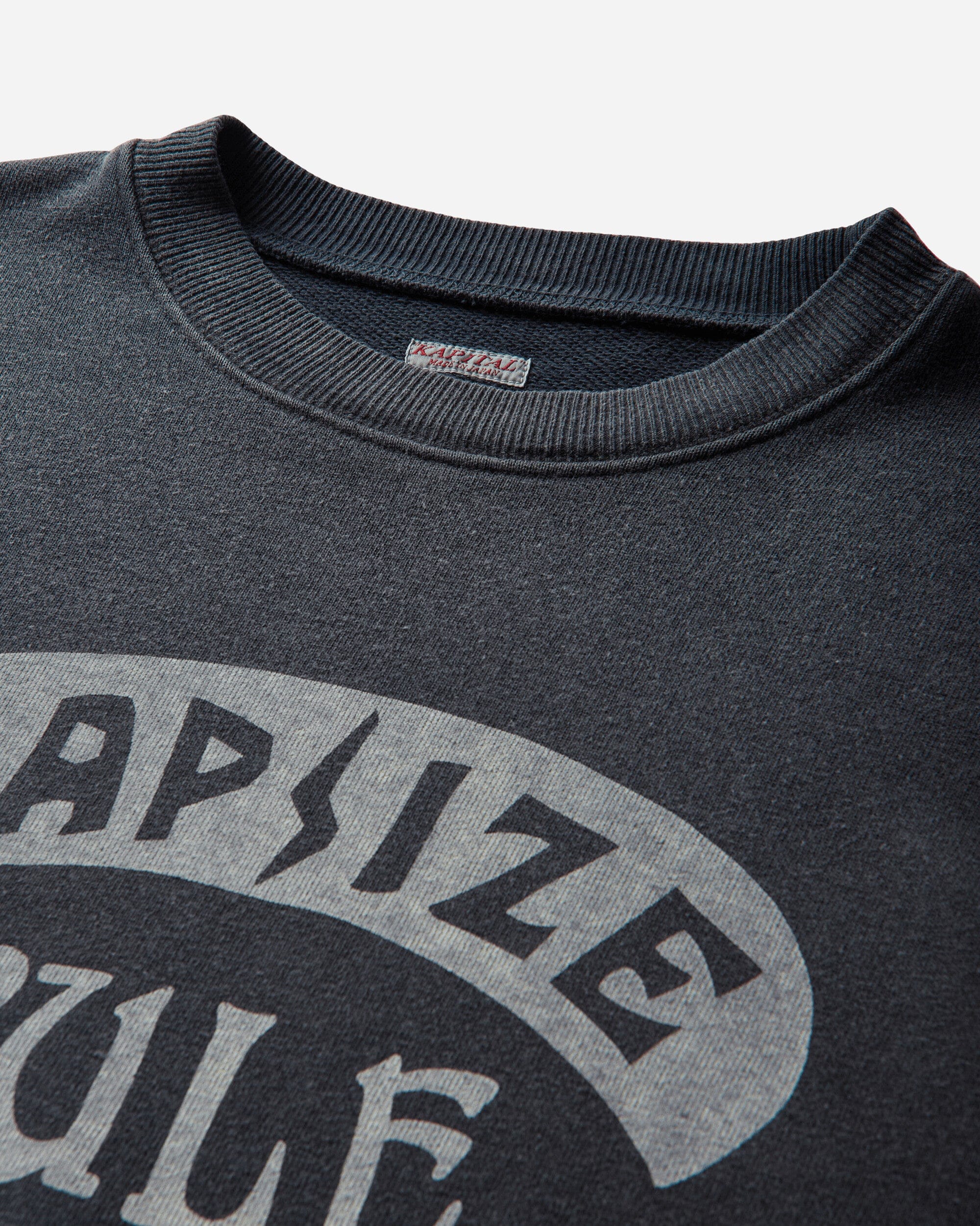 KAPITAL Men's SWT Knit Crewneck Sweatshirt (Kapsize Rule) Black