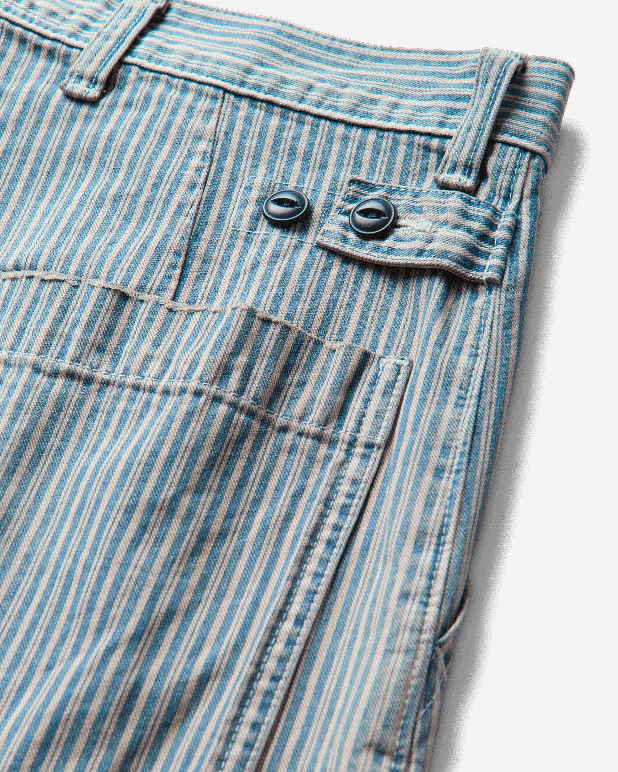 KAPITAL Men's Liberty Hickoree Fatigue Baggy Pants (Rushfiled Remake) Hickory Stripes