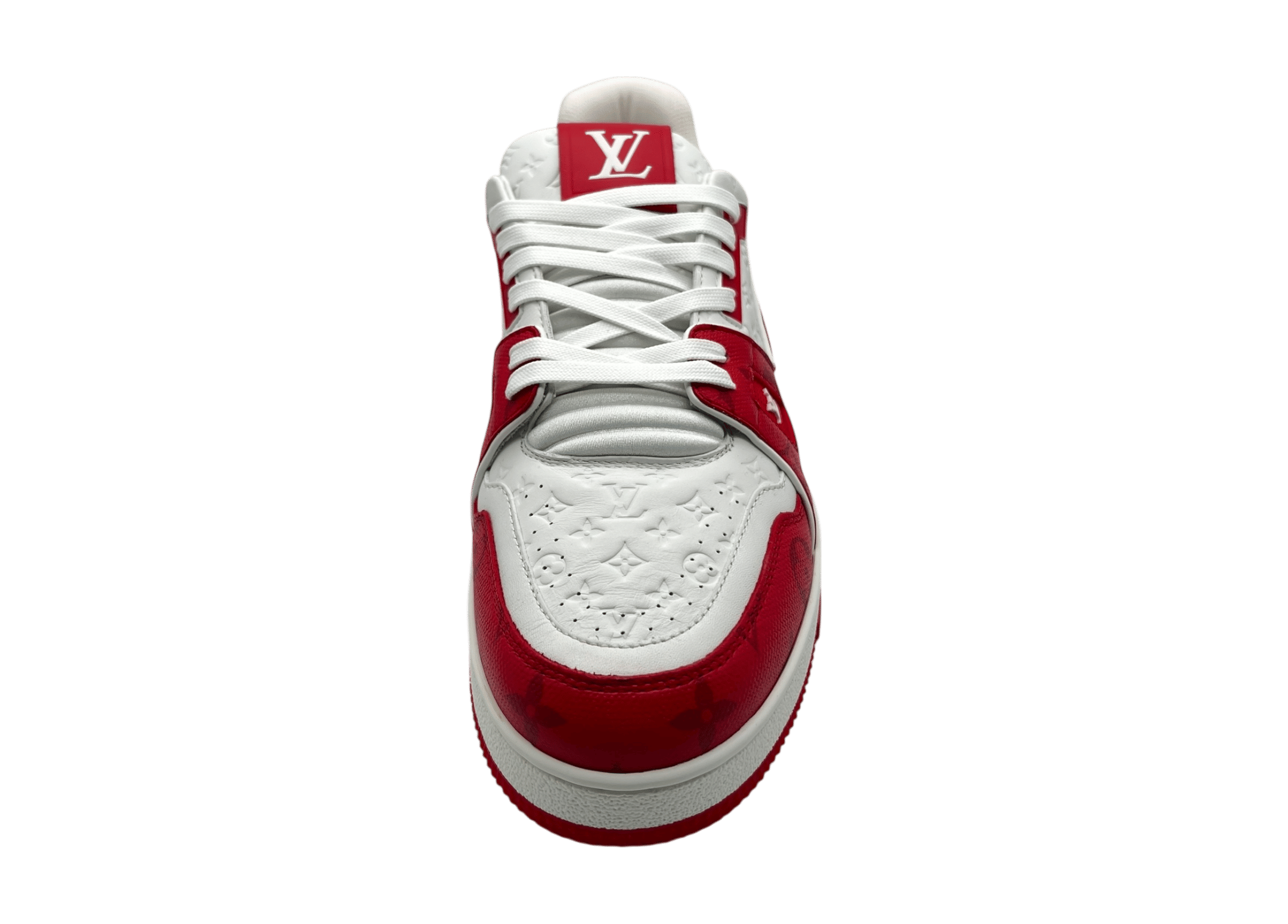 Louis Vuitton Trainer White Red Monogram COND NEW (NO BOX)