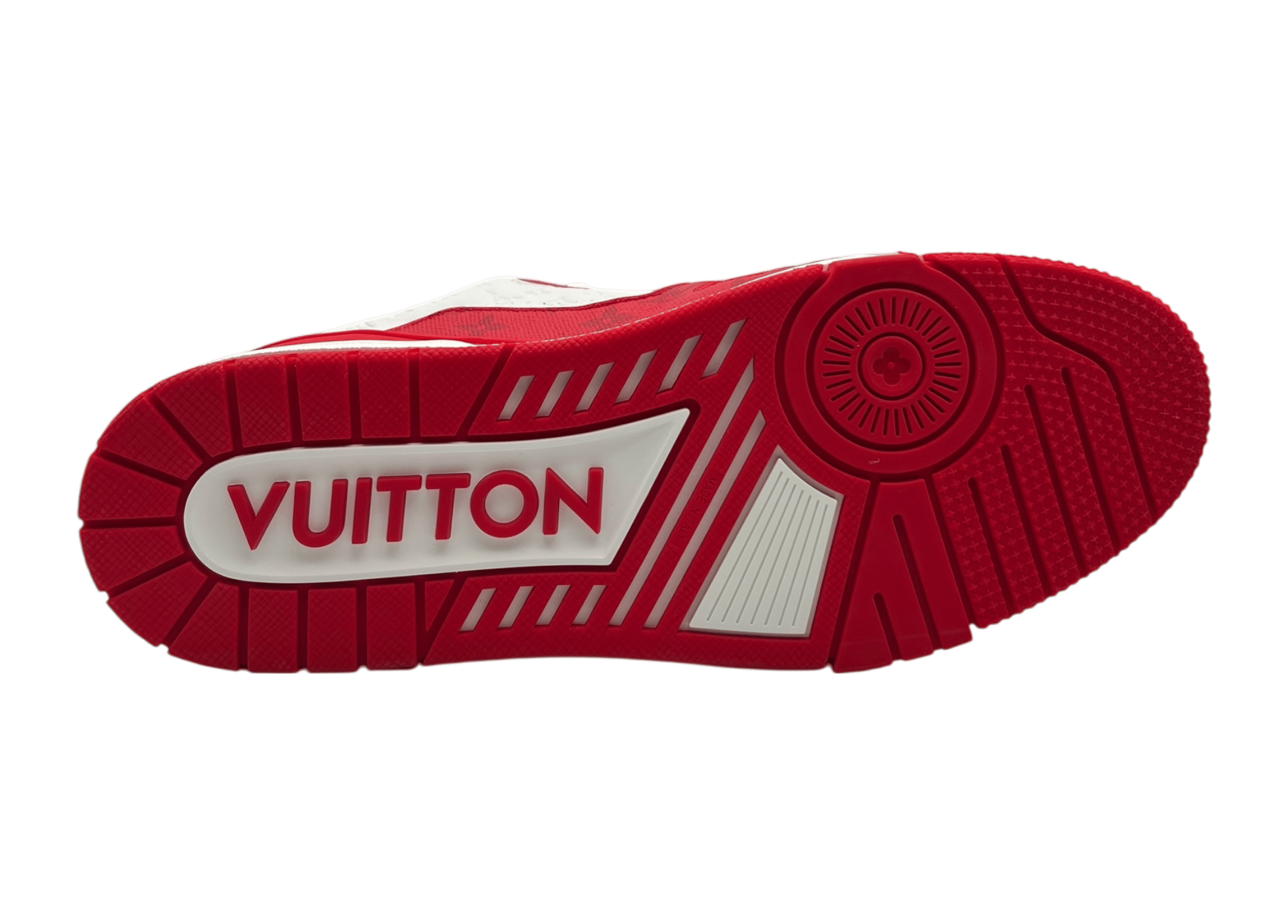 Louis Vuitton Trainer White Red Monogram COND NEW (NO BOX)