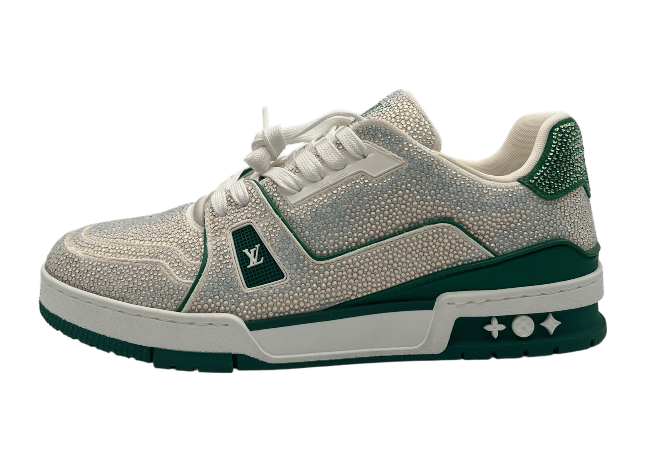 Louis Vuitton Trainer Swarowski White Green COND NEW