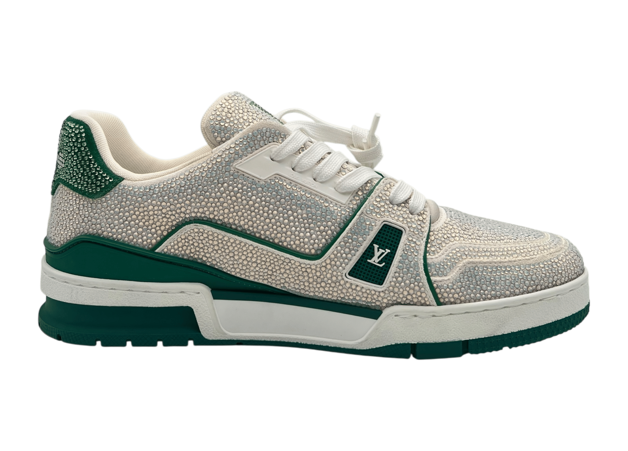 Louis Vuitton Trainer Swarowski White Green COND NEW