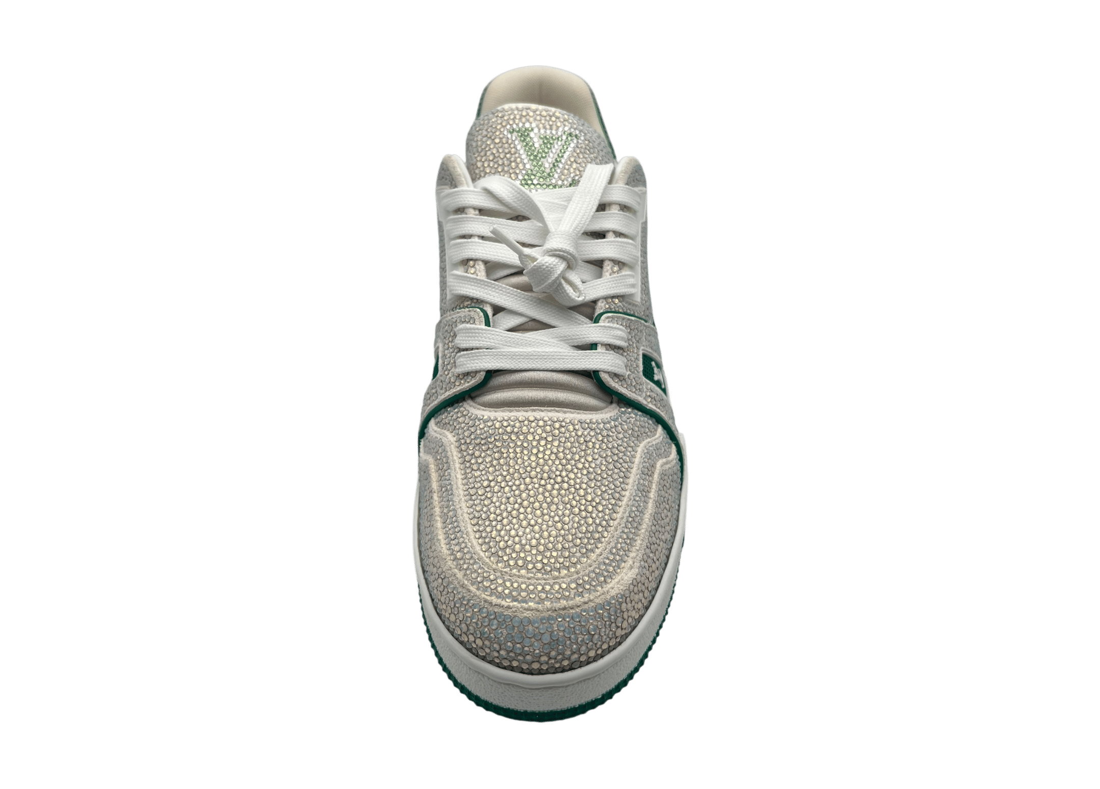 Louis Vuitton Trainer Swarowski White Green COND NEW