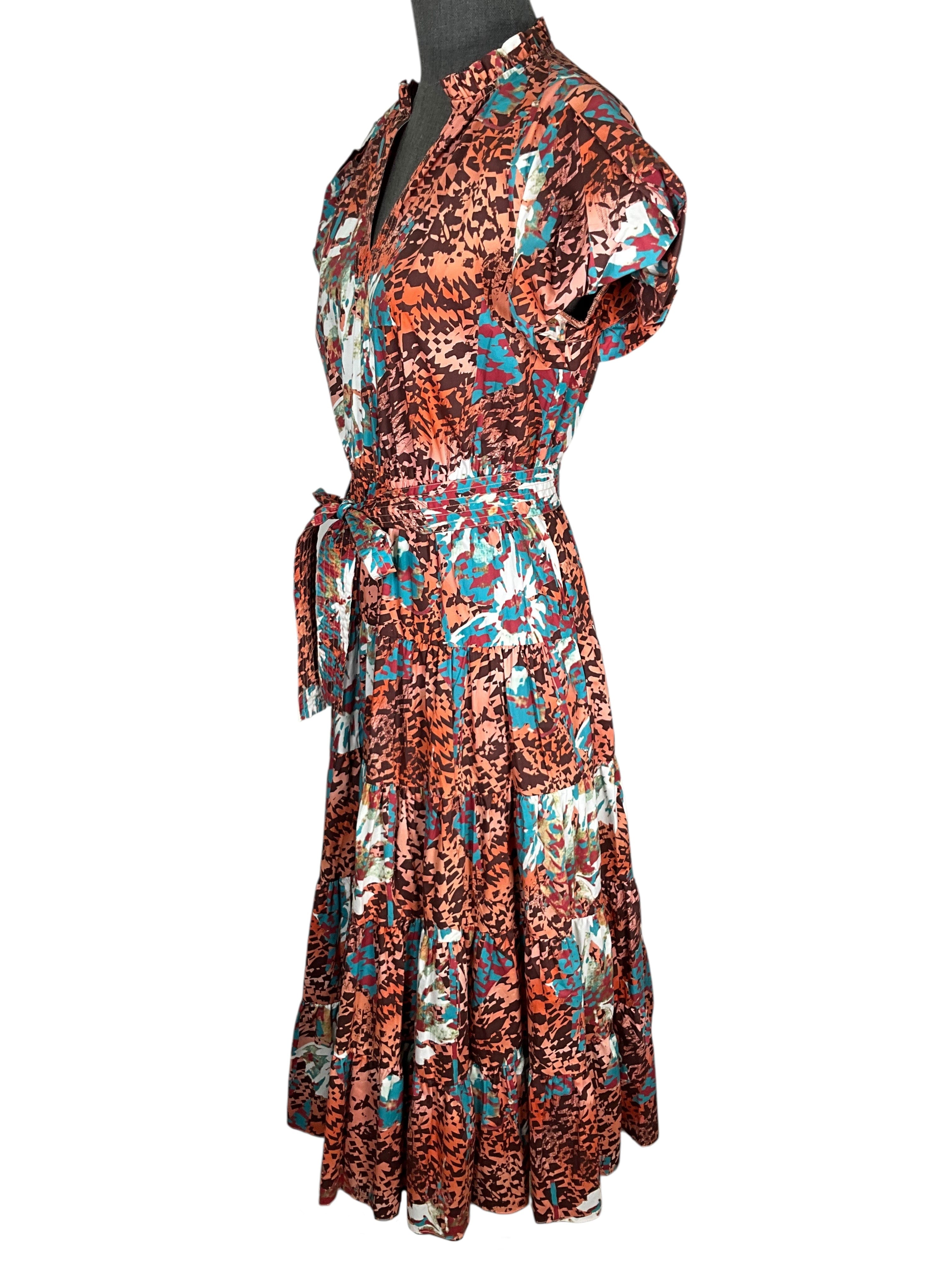 Ulla Johnson Printed Cotton Belted Midi Dress Size M