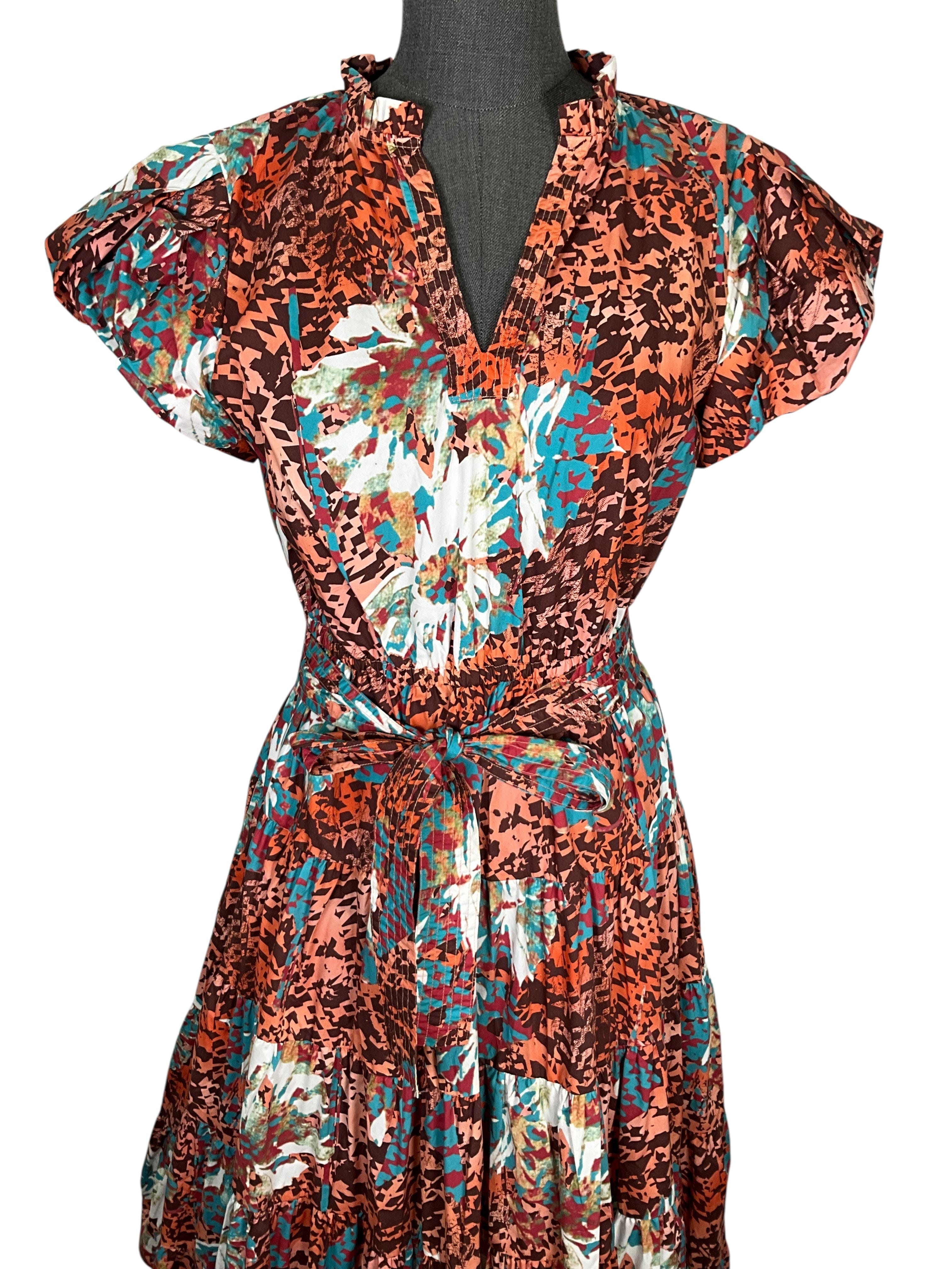 Ulla Johnson Printed Cotton Belted Midi Dress Size M