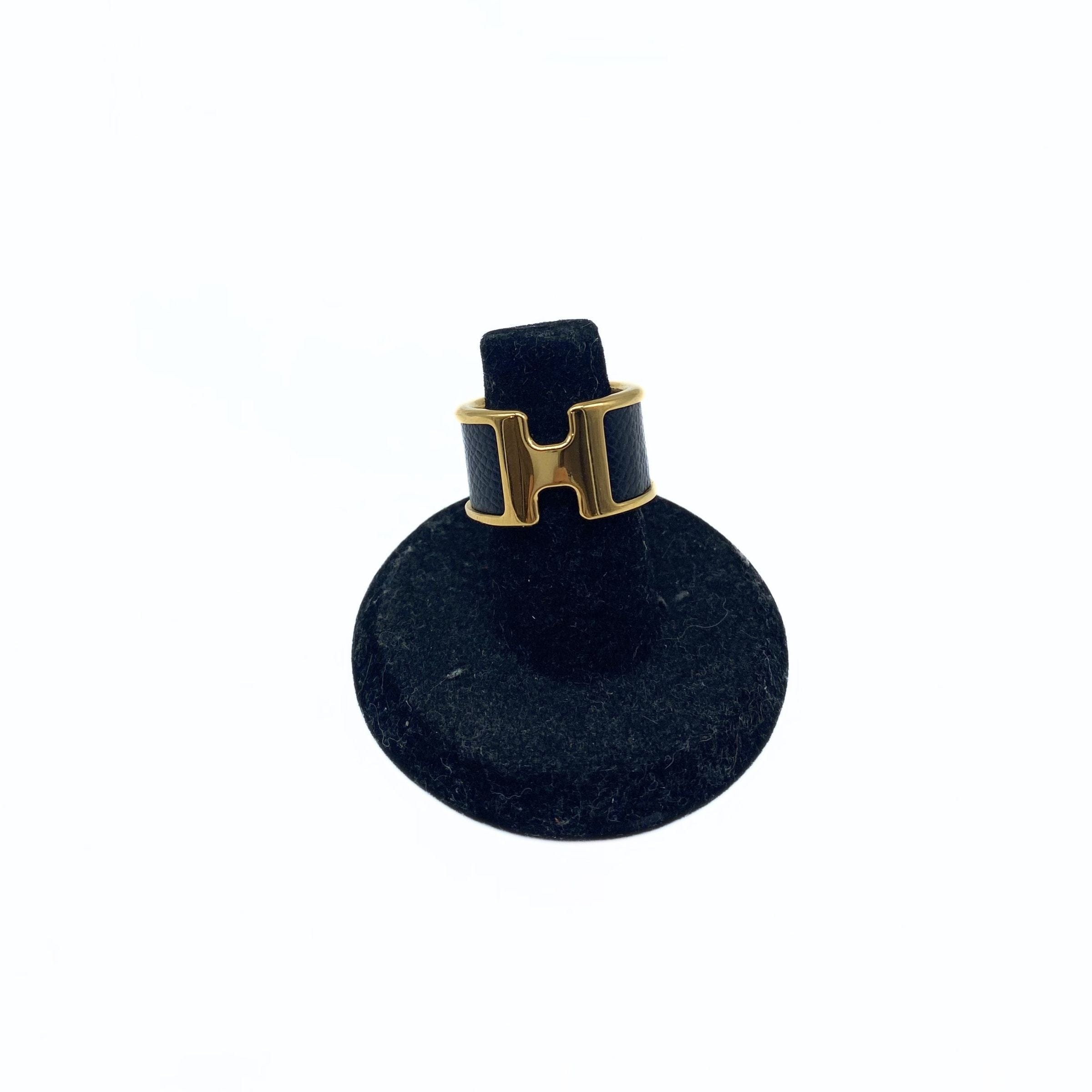 Hermes Olympe Black Gold Ring