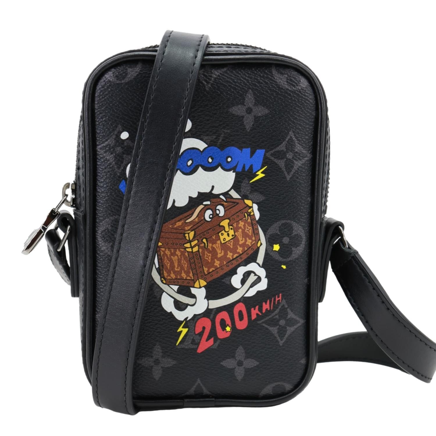 LOUIS VUITTON Danube PPM Comic Trunk Printed Monogram Eclipse Canvas Shoulder Bag Black