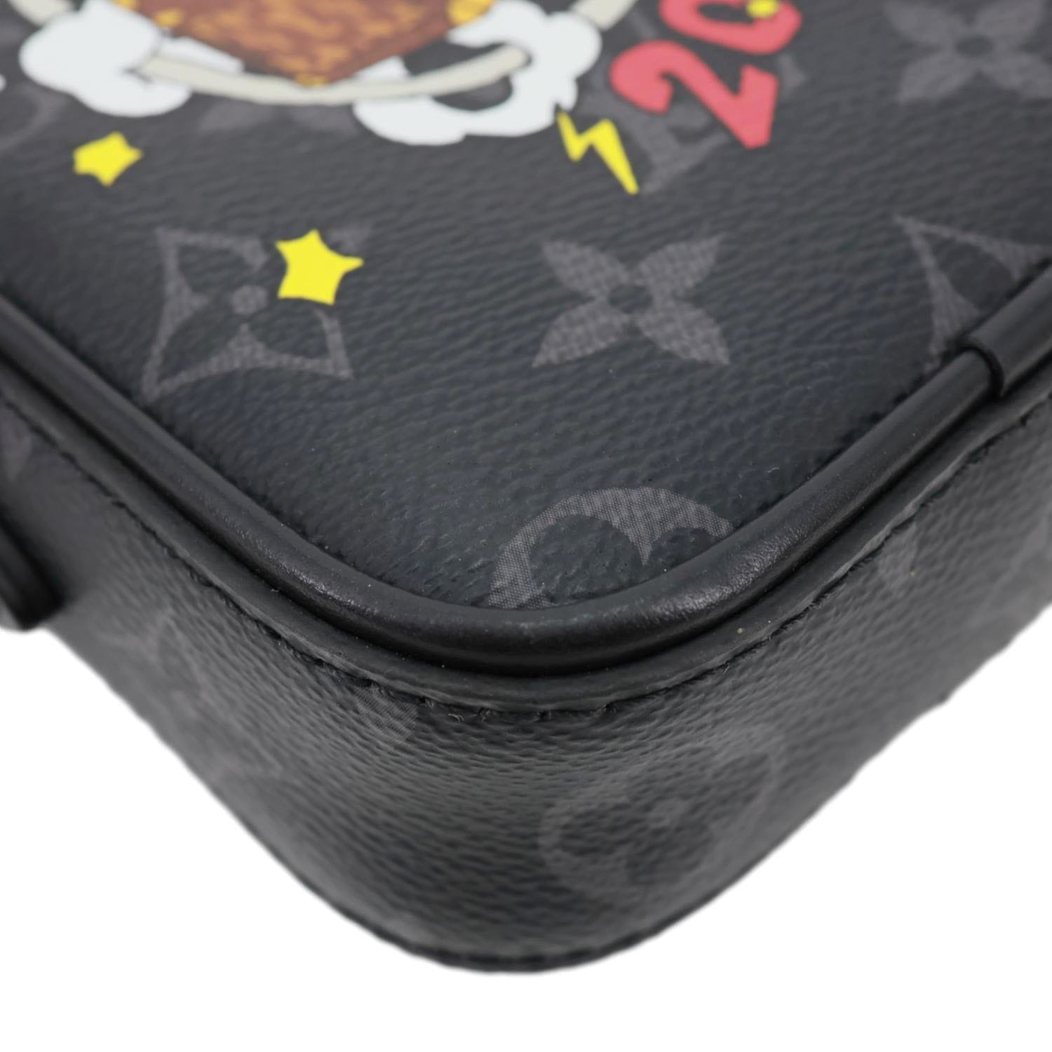 LOUIS VUITTON Danube PPM Comic Trunk Printed Monogram Eclipse Canvas Shoulder Bag Black