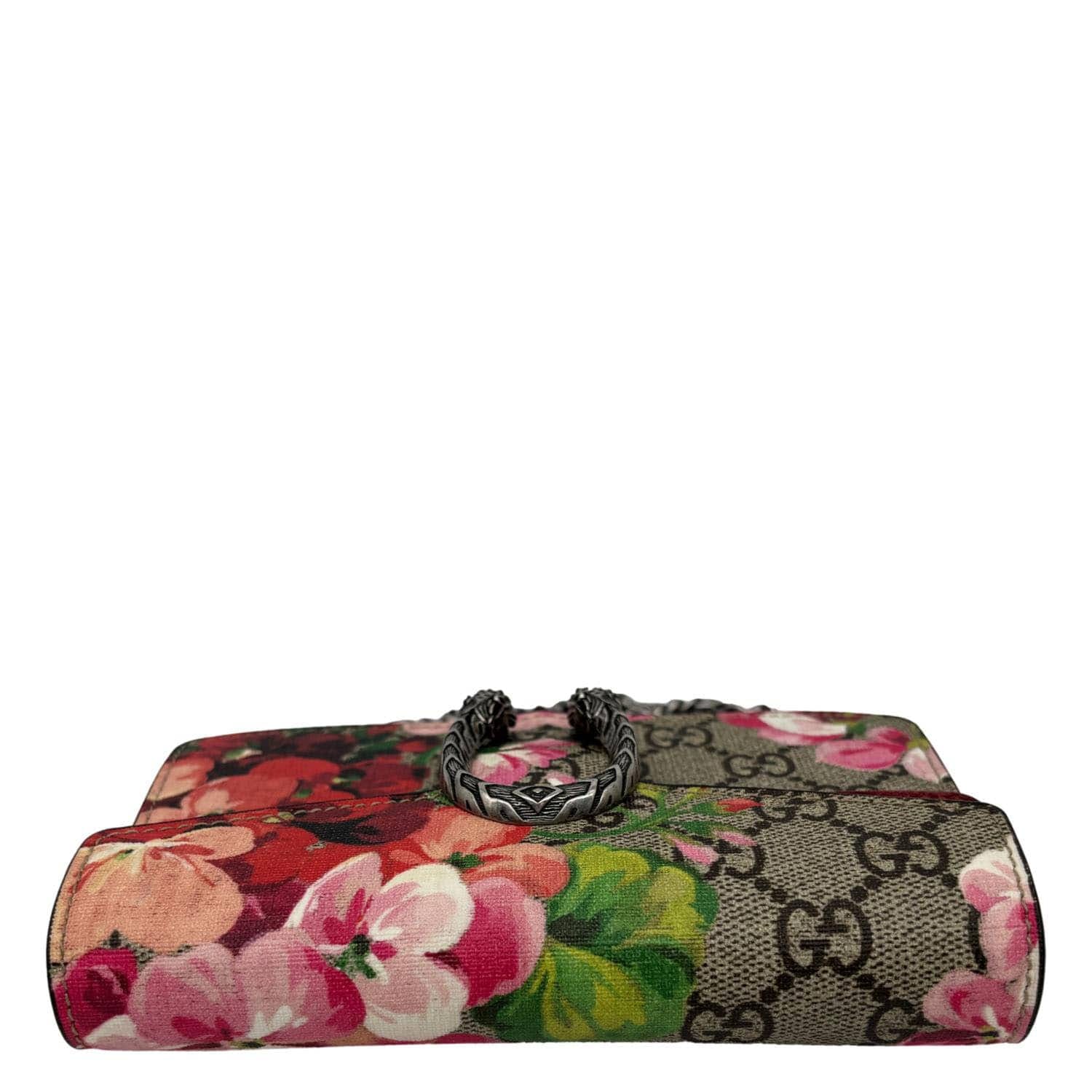 GUCCI Dionysus Super Mini Blooms GG Supreme Canvas Crossbody Bag Beige 476432