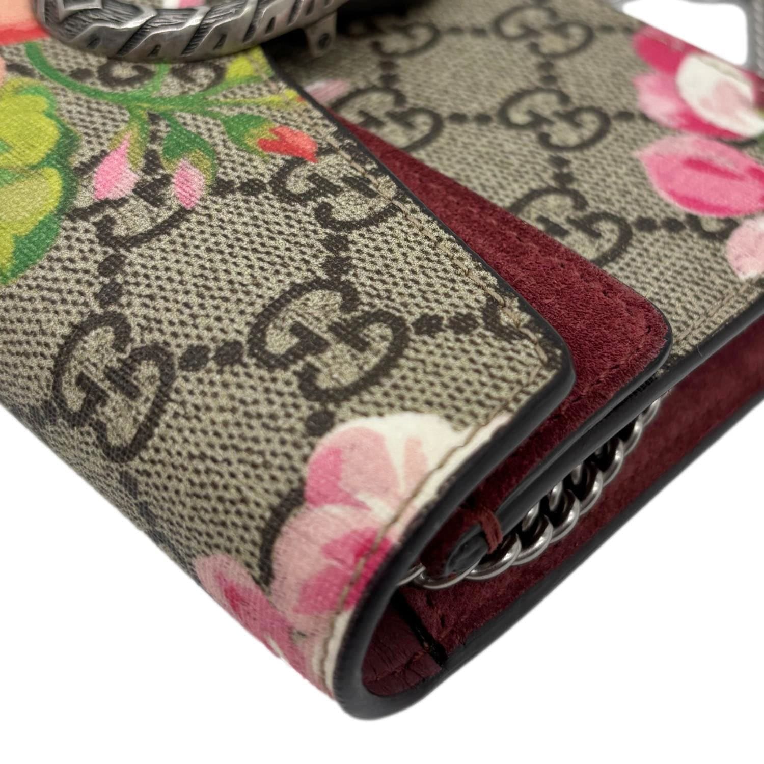 GUCCI Dionysus Super Mini Blooms GG Supreme Canvas Crossbody Bag Beige 476432
