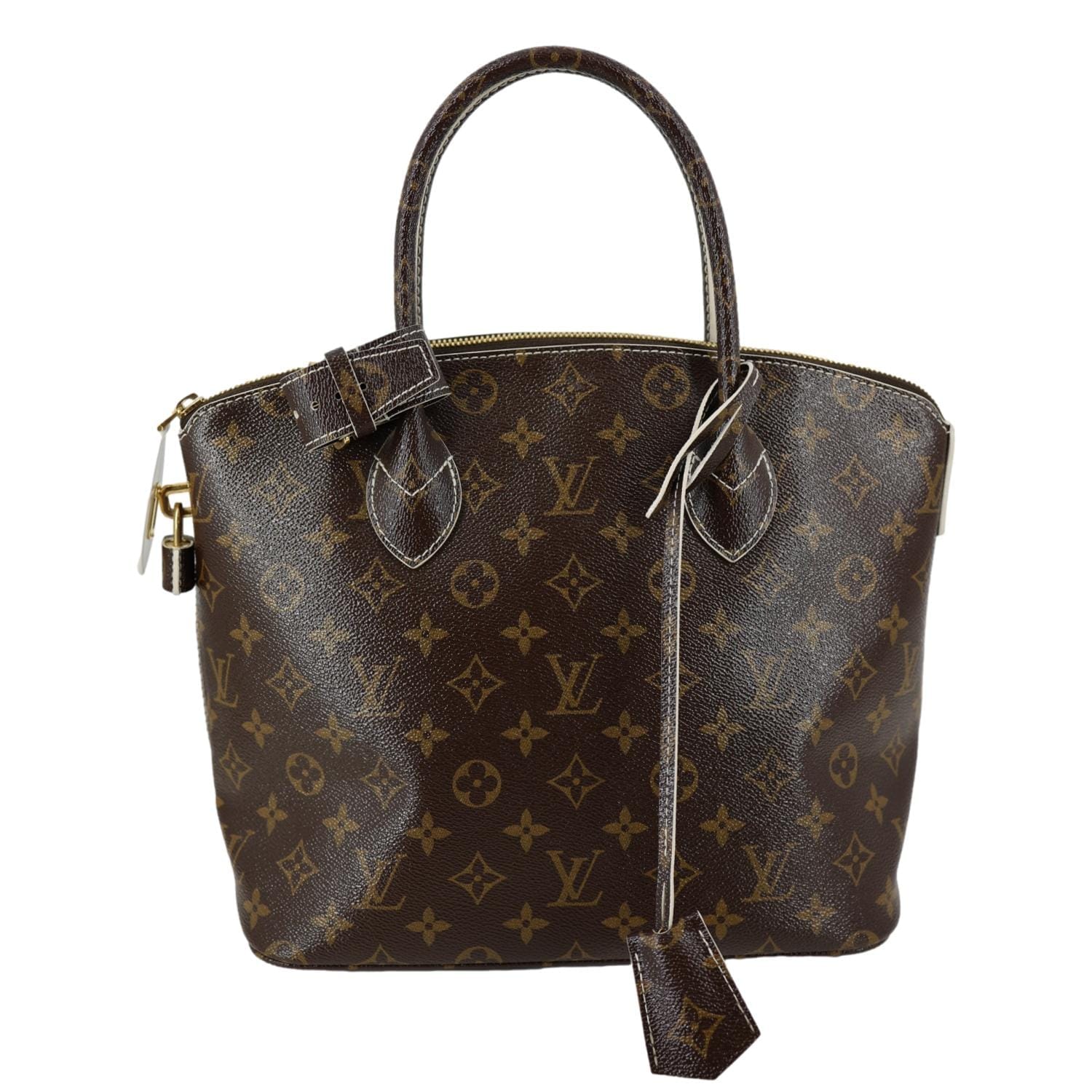 LOUIS VUITTON Fetish Lockit Monogram Canvas Tote Bag Brown