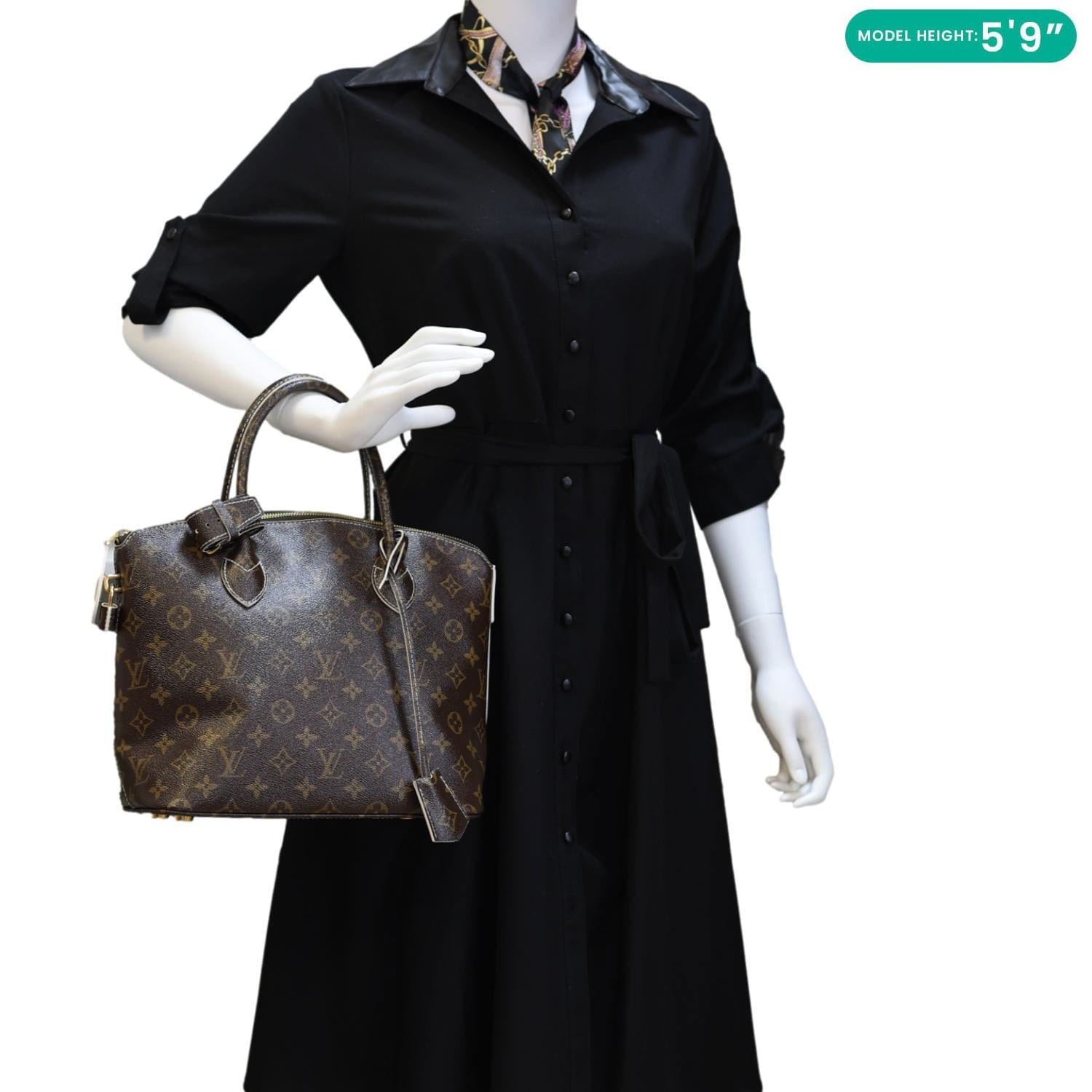 LOUIS VUITTON Fetish Lockit Monogram Canvas Tote Bag Brown