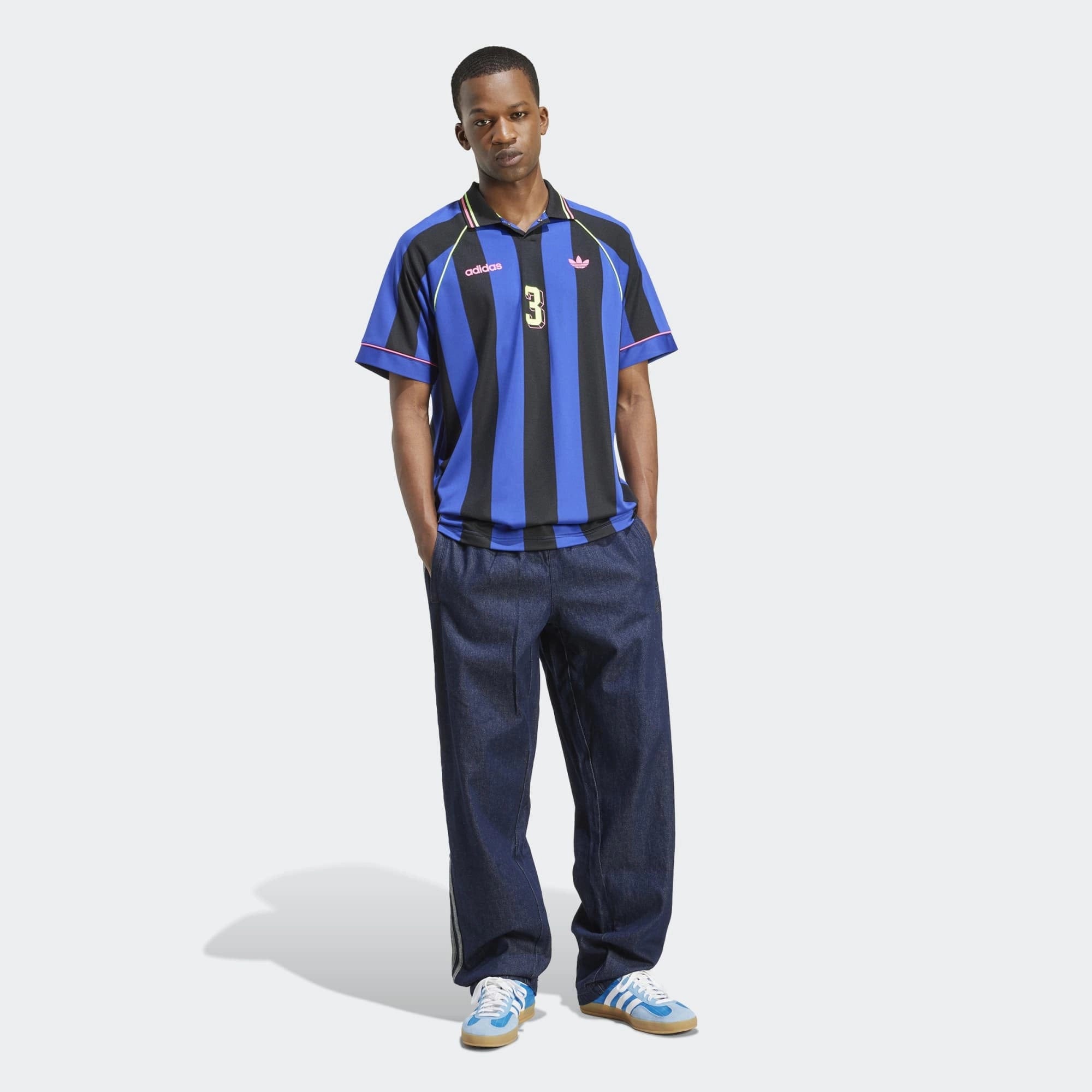 adidas Originals Jacquard Jersey Trikot – Semi Lucid Blue / Schwarz