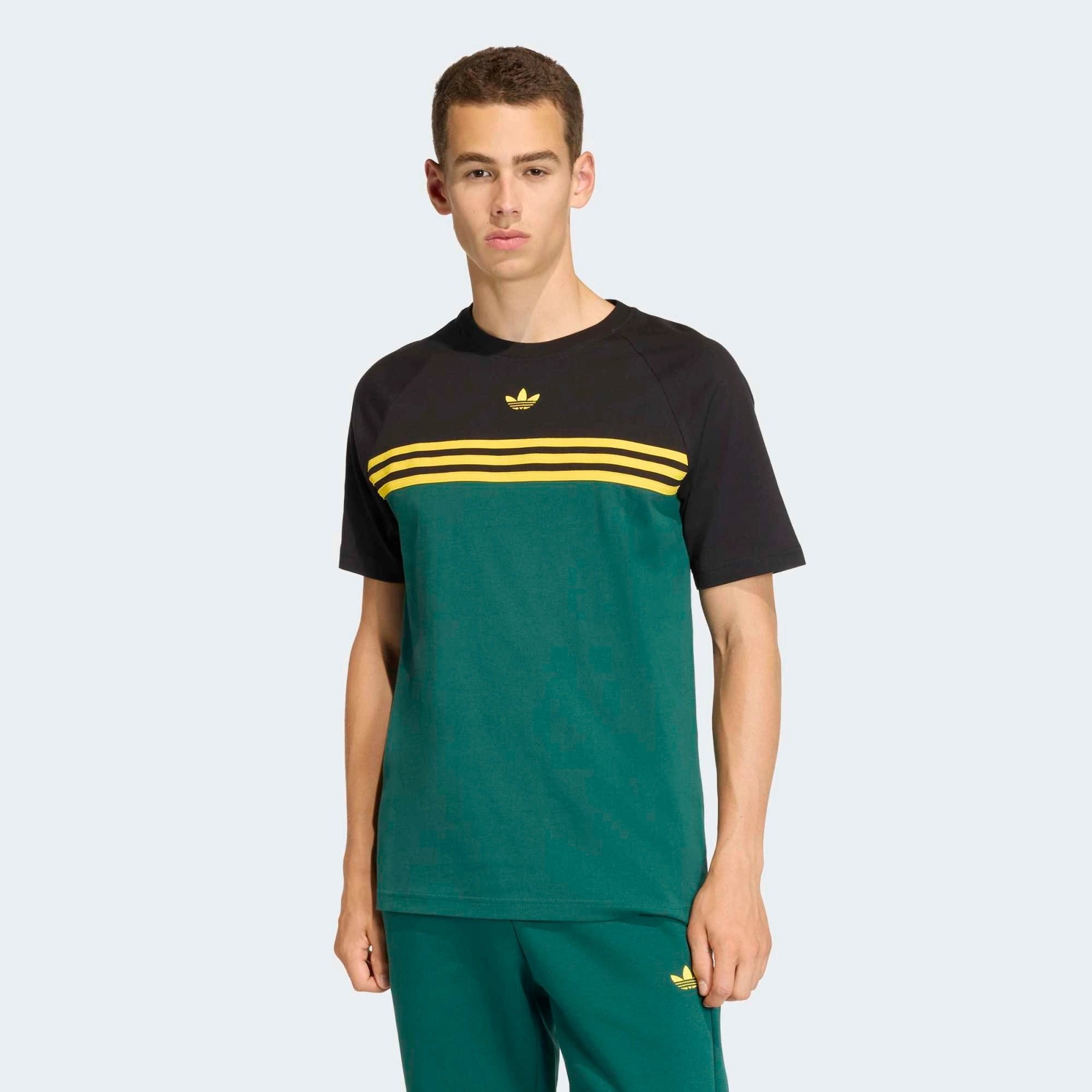adidas Originals Chest Stripes T-Shirt – Collegiate Green / Schwarz
