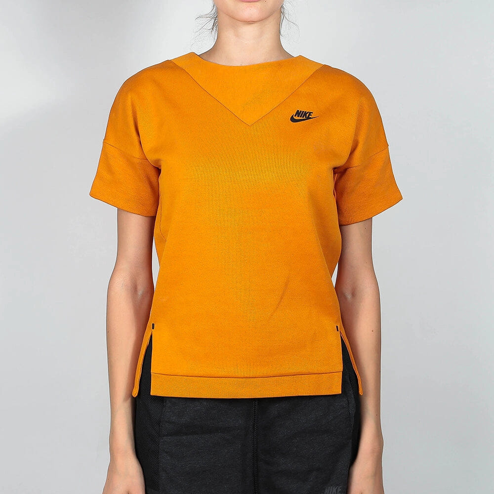 Nike Sportswear WMNS Tech Fleece T-Shirt - Sunset / Black
