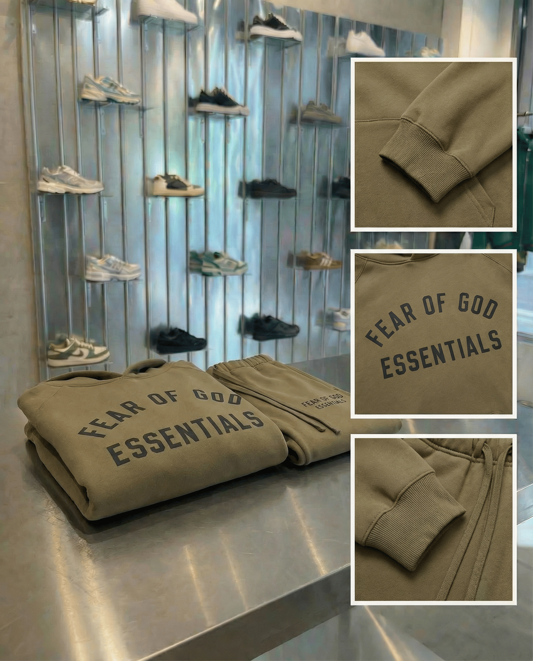 Fear of God Essentials OLIVE GREEN JOGGER SET