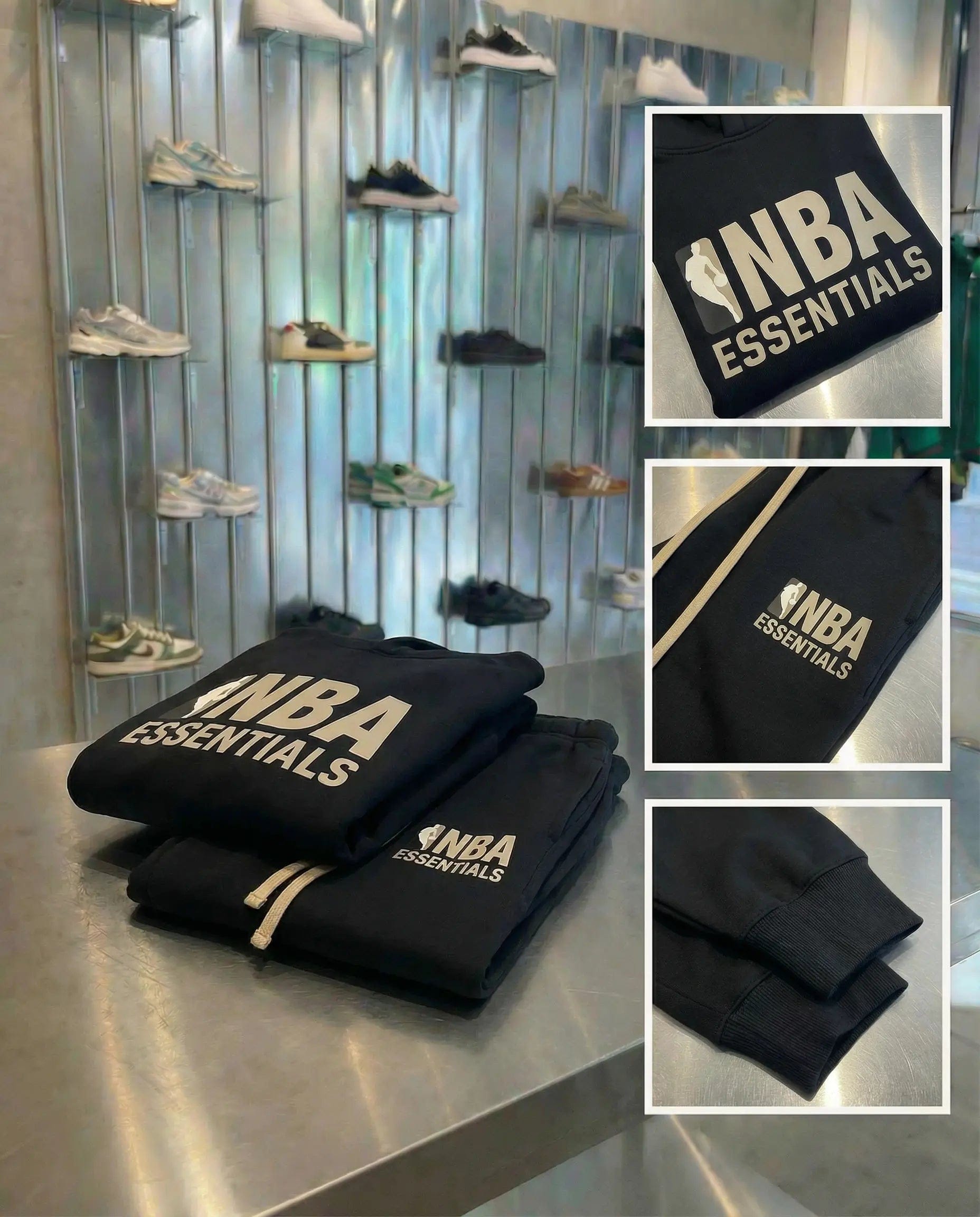 Fear of God Essentials NBA BLACK GREY JOGGER SET