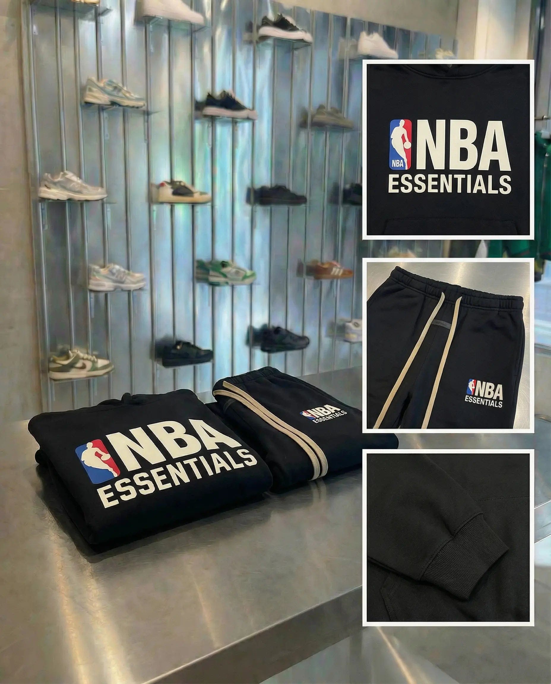 Fear of God Essentials NBA BLACK RED JOGGER SET