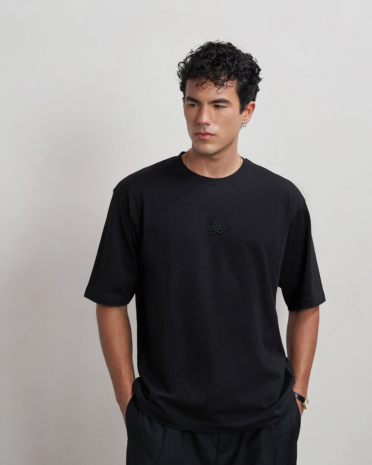 Conventional T-shirt Boxy Embroidered Black