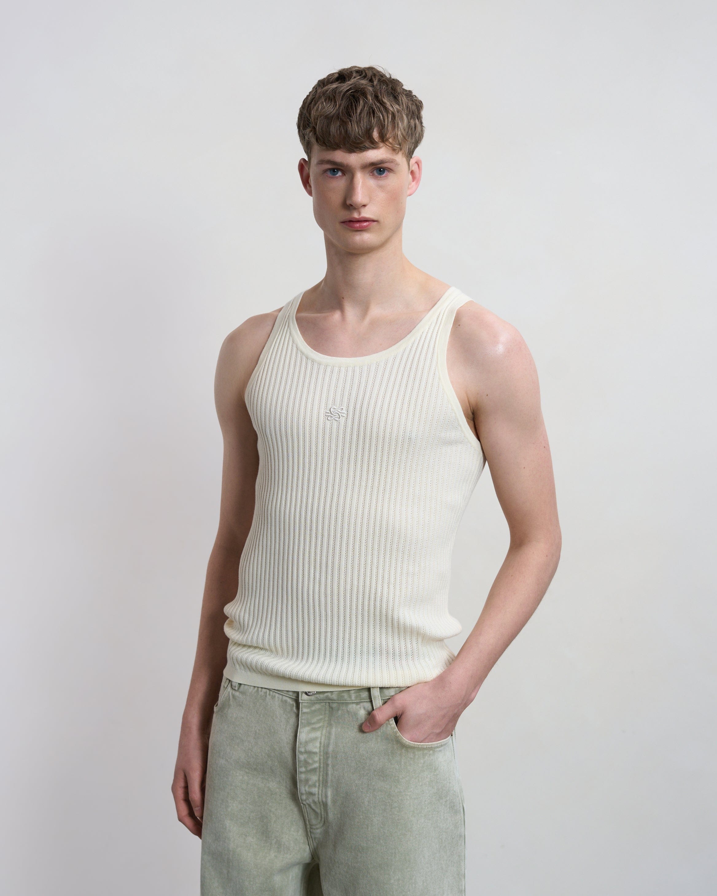 Visionary Knit Tank Top Antique White