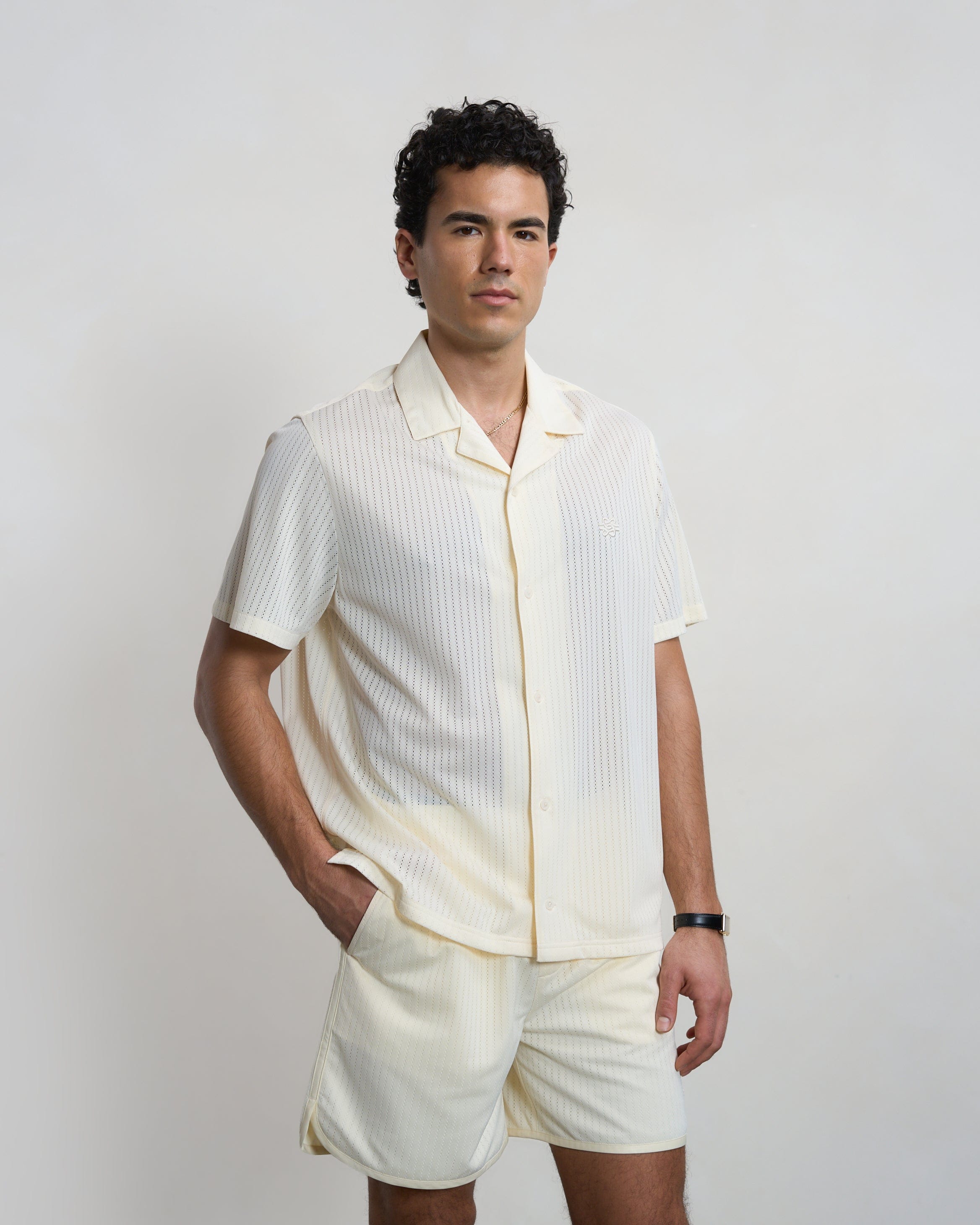 Trend Maven Resort Shirt Mesh Antique White