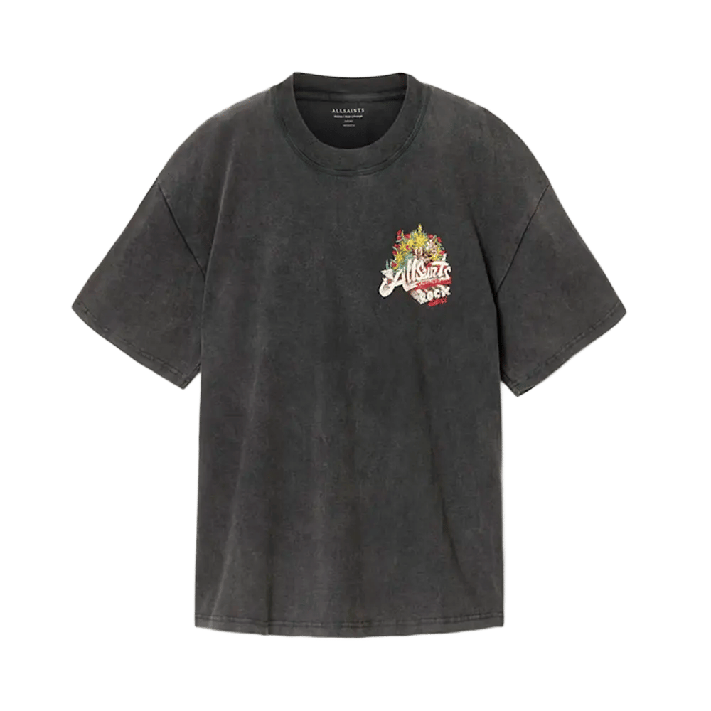 ALLSAINTS Roque Short Sleeve Oversized Crew Neck T-Shirt Washed Black