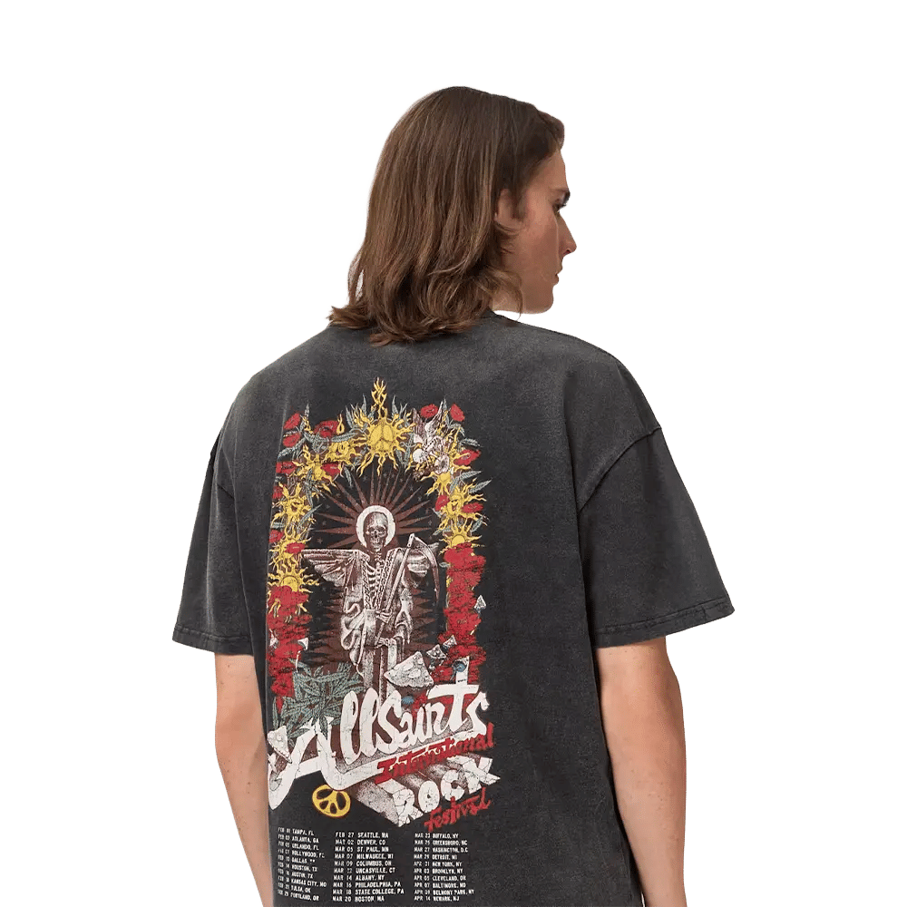 ALLSAINTS Roque Short Sleeve Oversized Crew Neck T-Shirt Washed Black